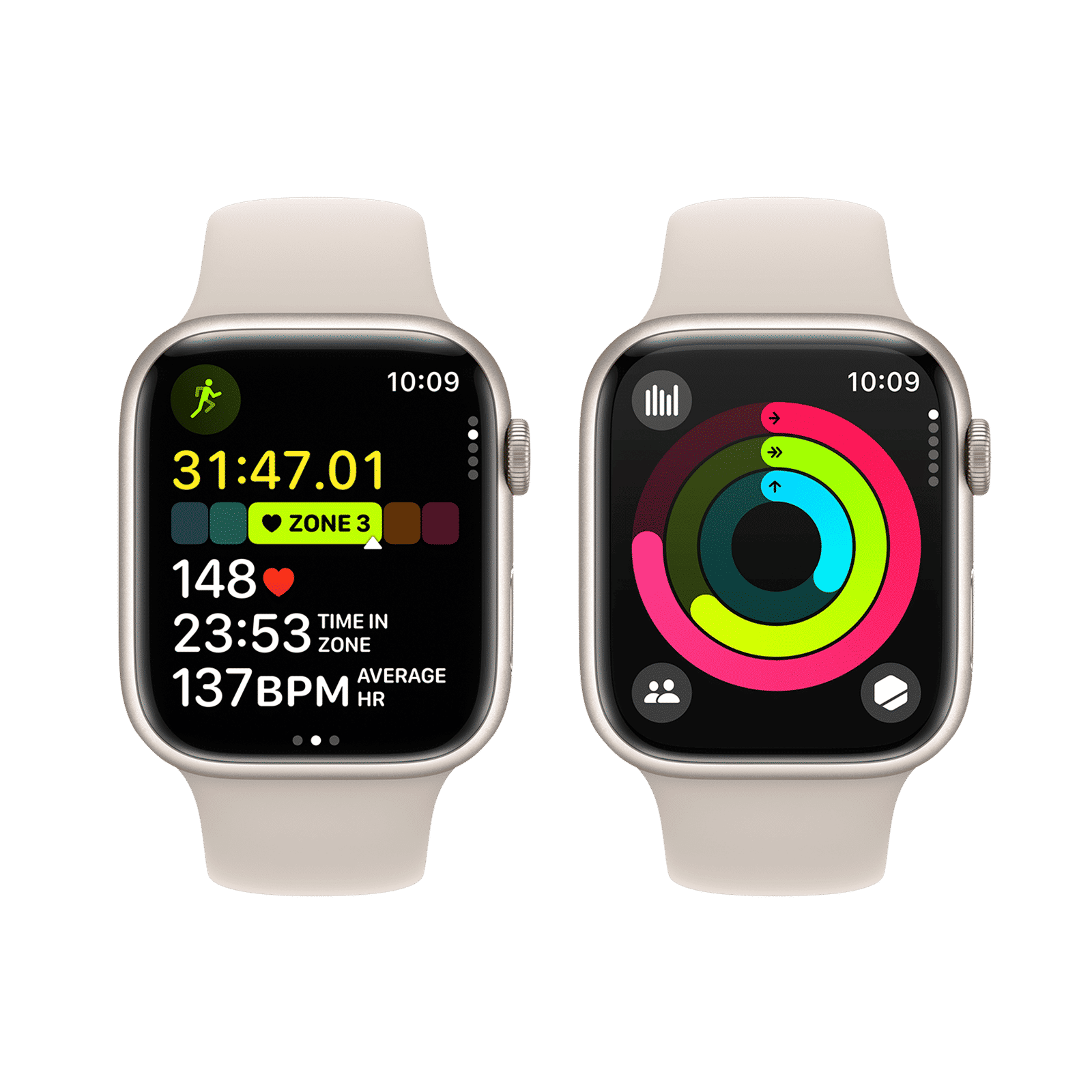 Apple Watch Series 9 GPS with Starlight Sport Band - S/M (45mm Display, Starlight Aluminium Case)_8