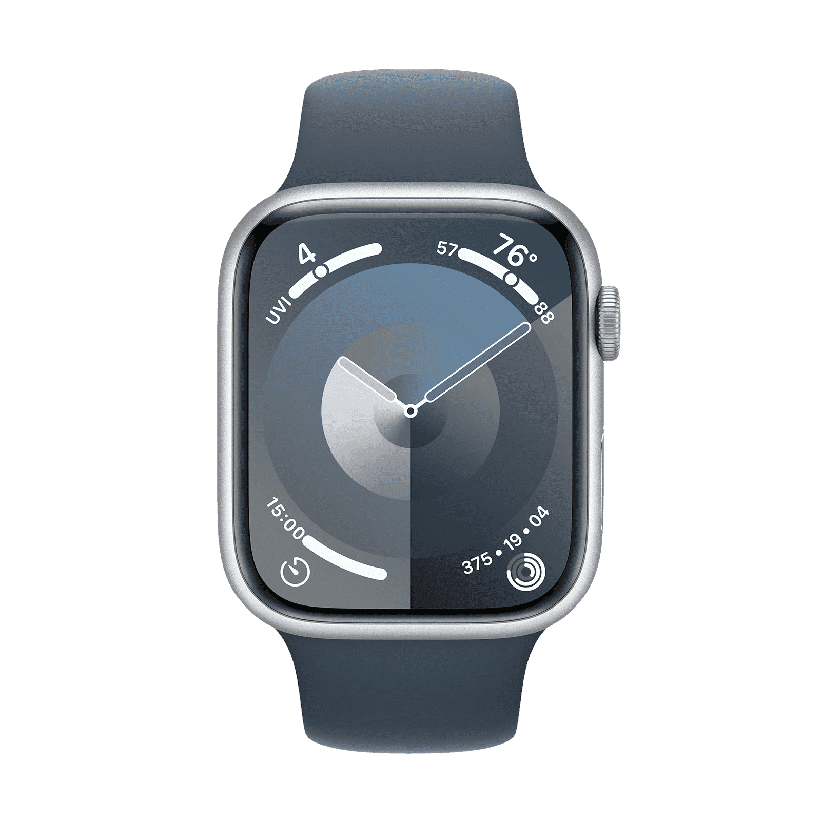 Apple Watch Series 9 GPS with Storm Blue Sport Band - S/M (45mm Display, Silver Aluminium Case)_2