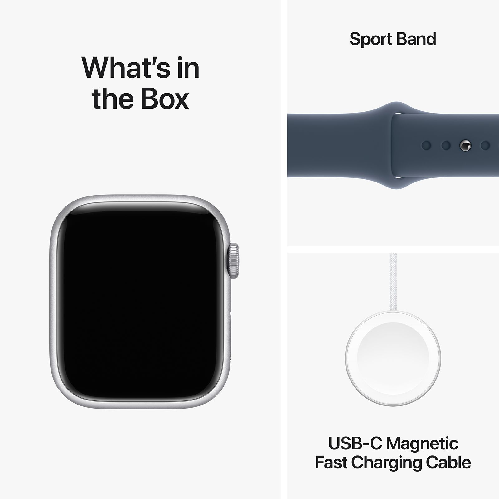 Apple Watch Series 9 GPS with Storm Blue Sport Band - M/L (45mm Display, Silver Aluminium Case)_10