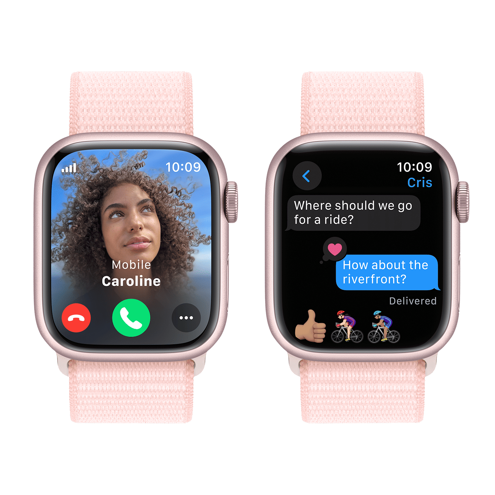 Apple Watch Series 9 GPS+Cellular with Light Pink Sport Loop - S/M (41mm Display, Pink Aluminium Case)_6