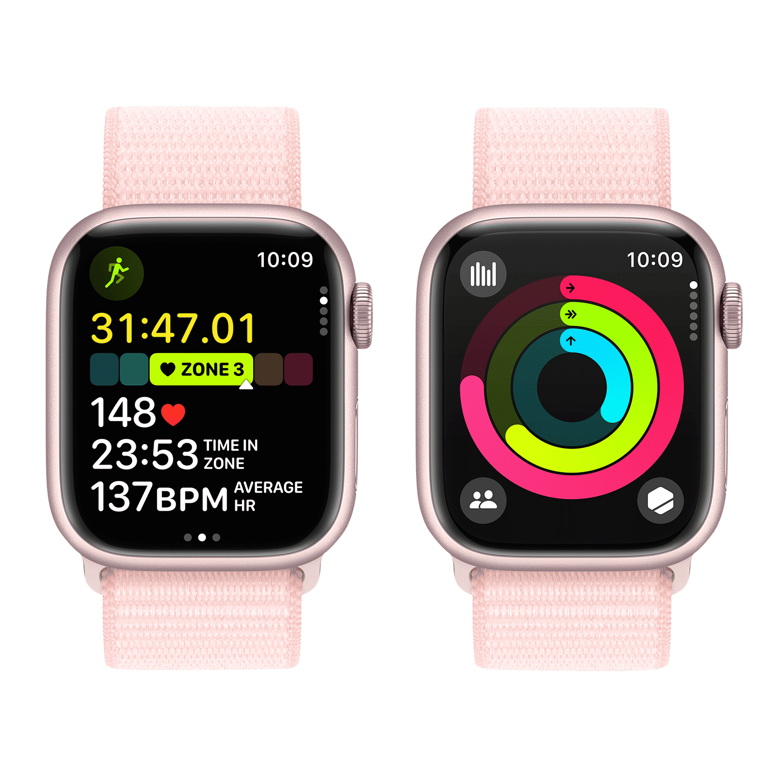 Apple Watch Series 9 GPS+Cellular with Light Pink Sport Loop - S/M (41mm Display, Pink Aluminium Case)_8