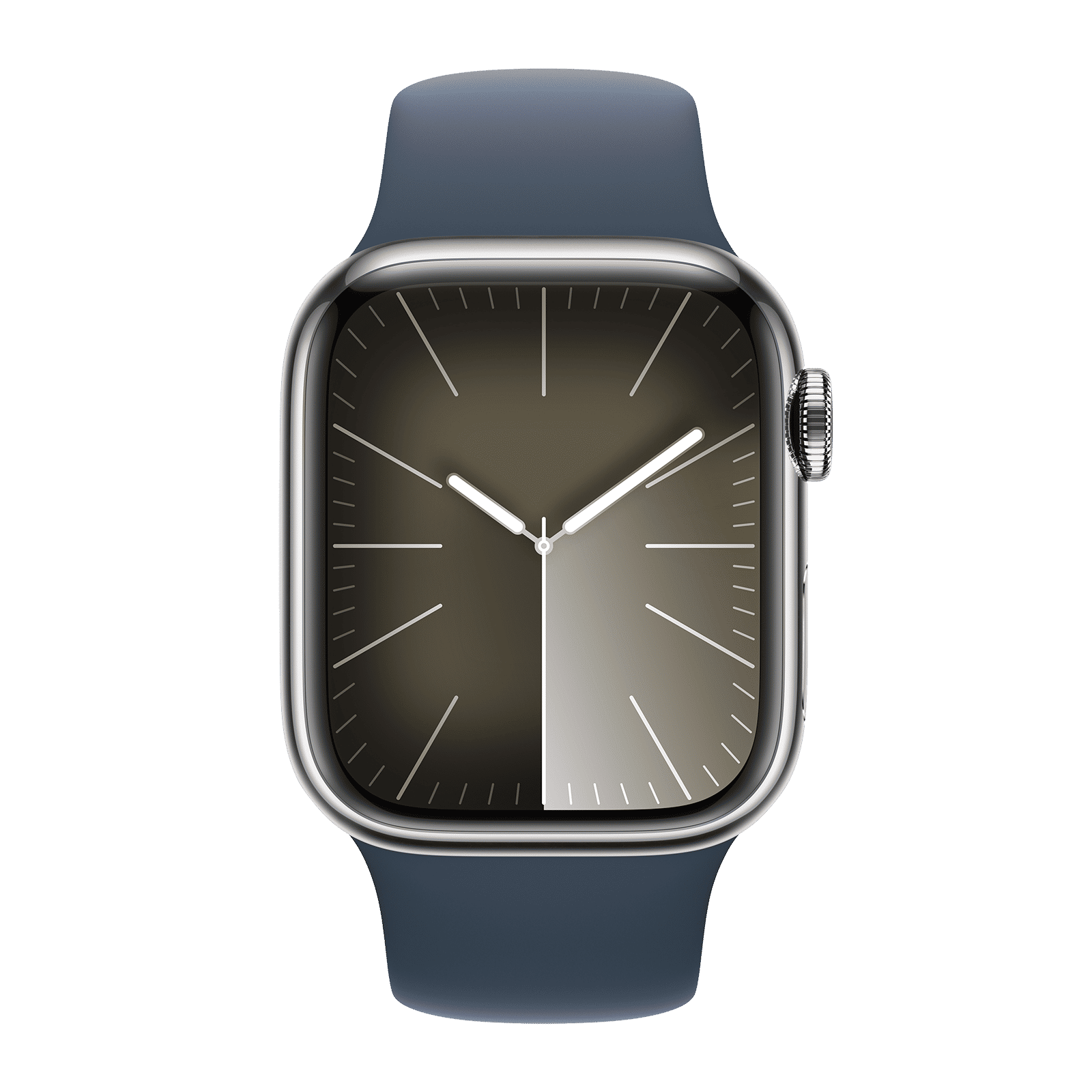 Apple Watch Series 9 GPS+Cellular with Storm Blue Sport Band - S/M (41mm Display, Silver Stainless Steel Case)_2