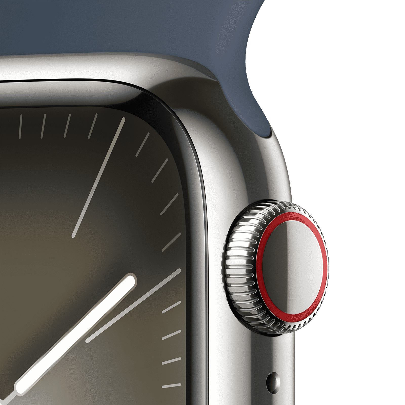 Apple Watch Series 9 GPS+Cellular with Storm Blue Sport Band - S/M (41mm Display, Silver Stainless Steel Case)_3