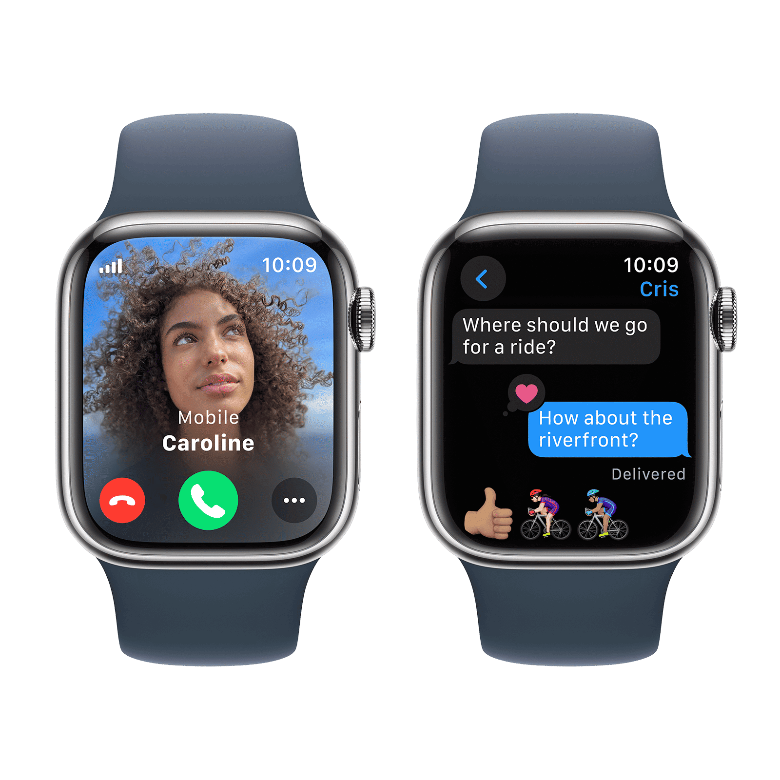 Apple Watch Series 9 GPS+Cellular with Storm Blue Sport Band - S/M (41mm Display, Silver Stainless Steel Case)_6