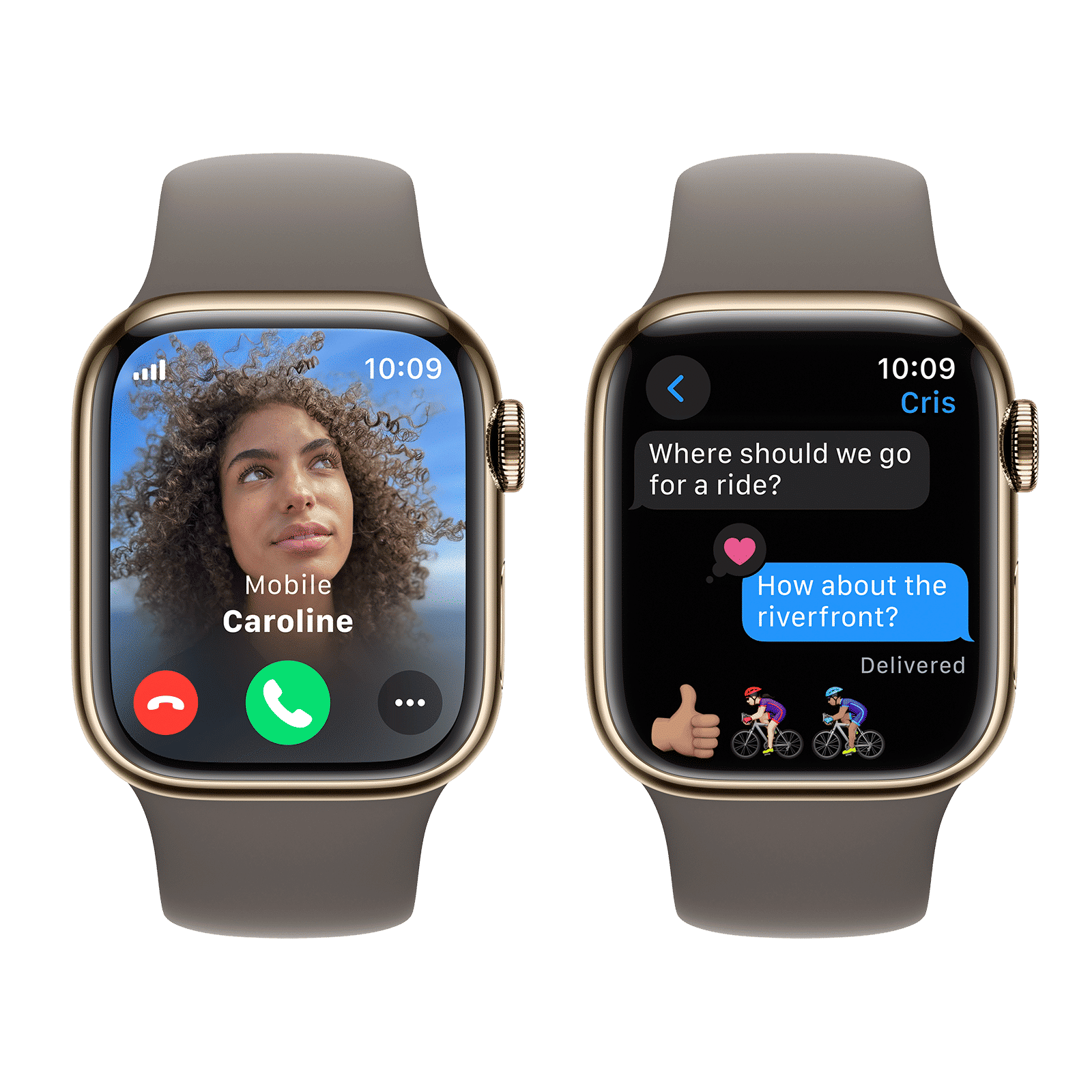 Apple Watch Series 9 GPS+Cellular with Clay Sport Band - S/M (41mm Display, Gold Stainless SteelCase)_6