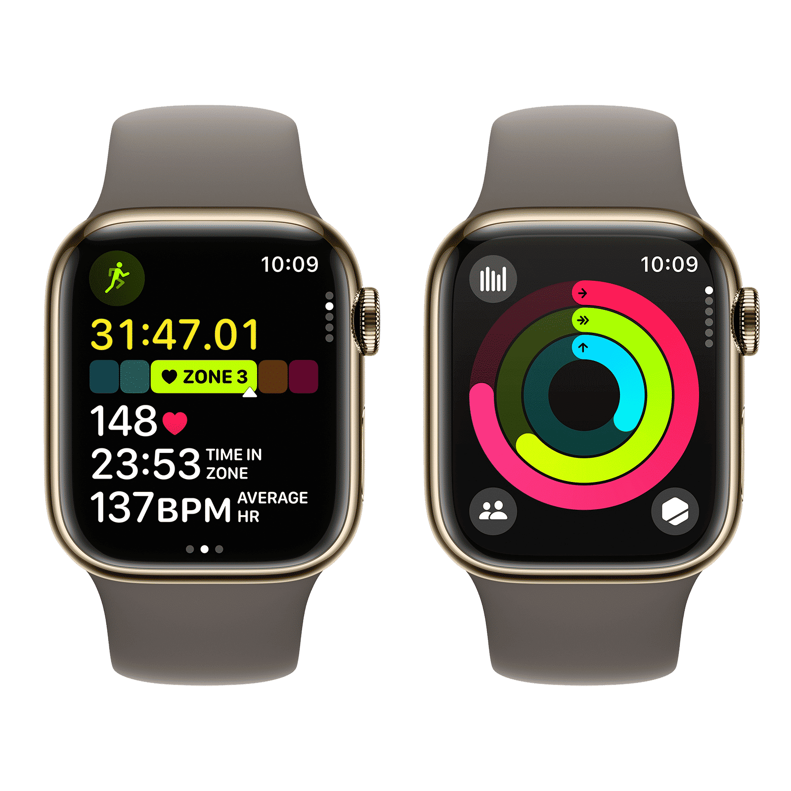 Apple Watch Series 9 GPS+Cellular with Clay Sport Band - S/M (41mm Display, Gold Stainless SteelCase)_8