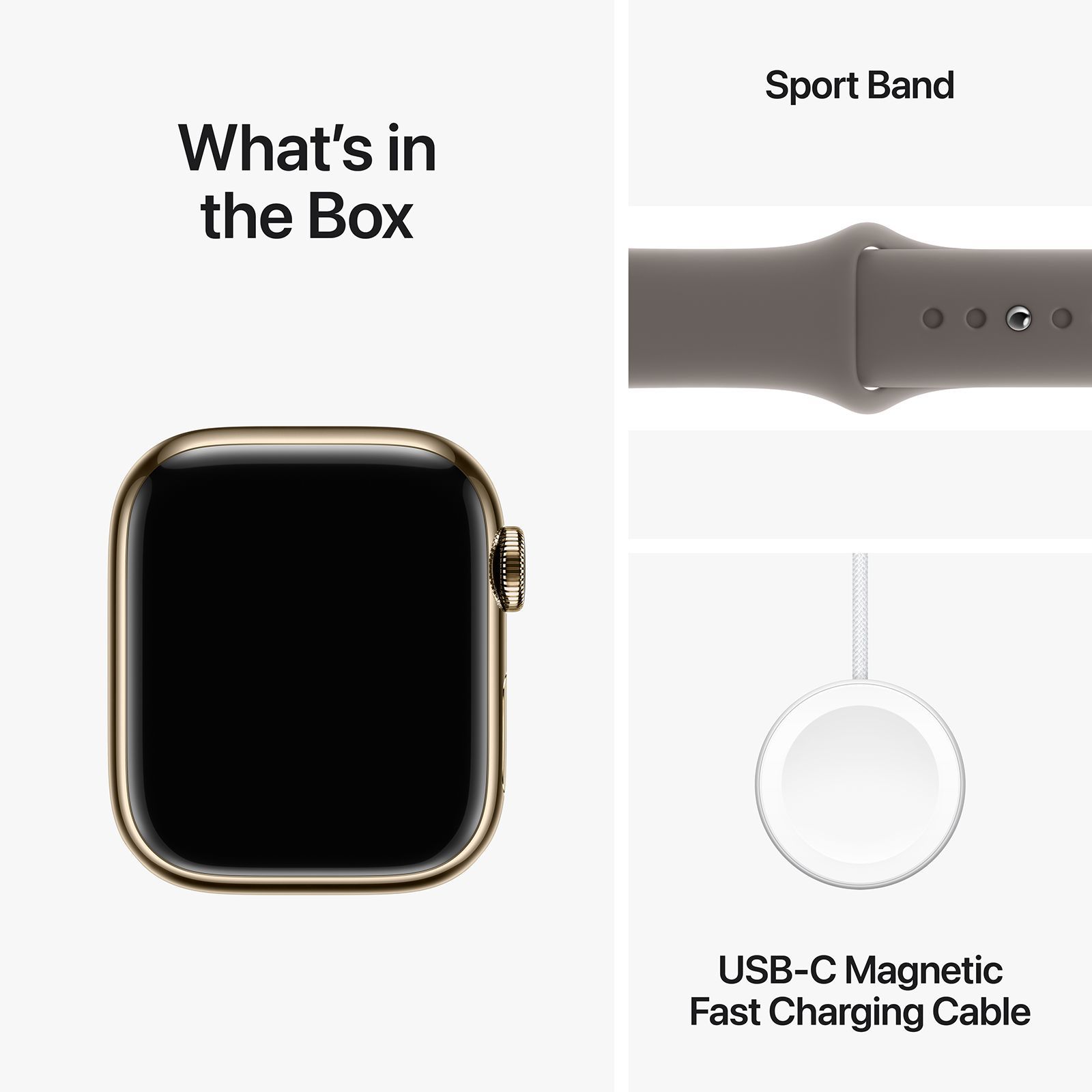 Apple Watch Series 9 GPS+Cellular with Clay Sport Band - S/M (41mm Display, Gold Stainless SteelCase)_10