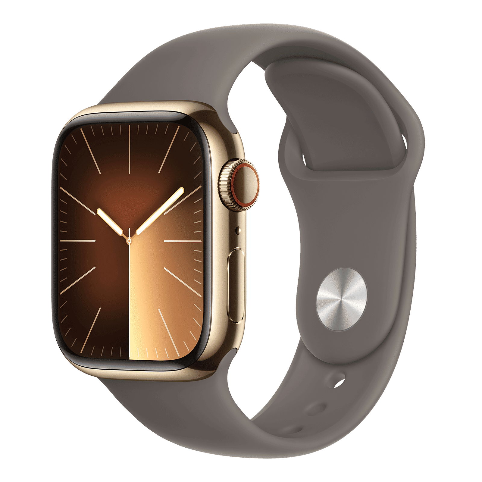 Apple Watch Series 9 GPS+Cellular with Clay Sport Band - M/L (41mm Display, Gold Stainless Steel Case)_1