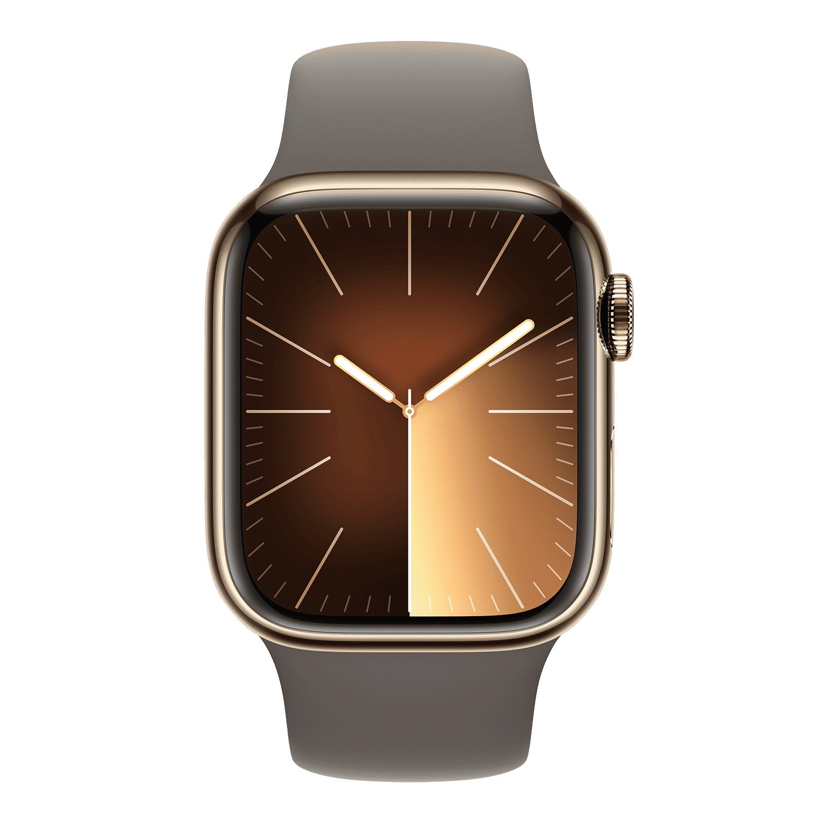 Apple Watch Series 9 GPS+Cellular with Clay Sport Band - M/L (41mm Display, Gold Stainless Steel Case)_2