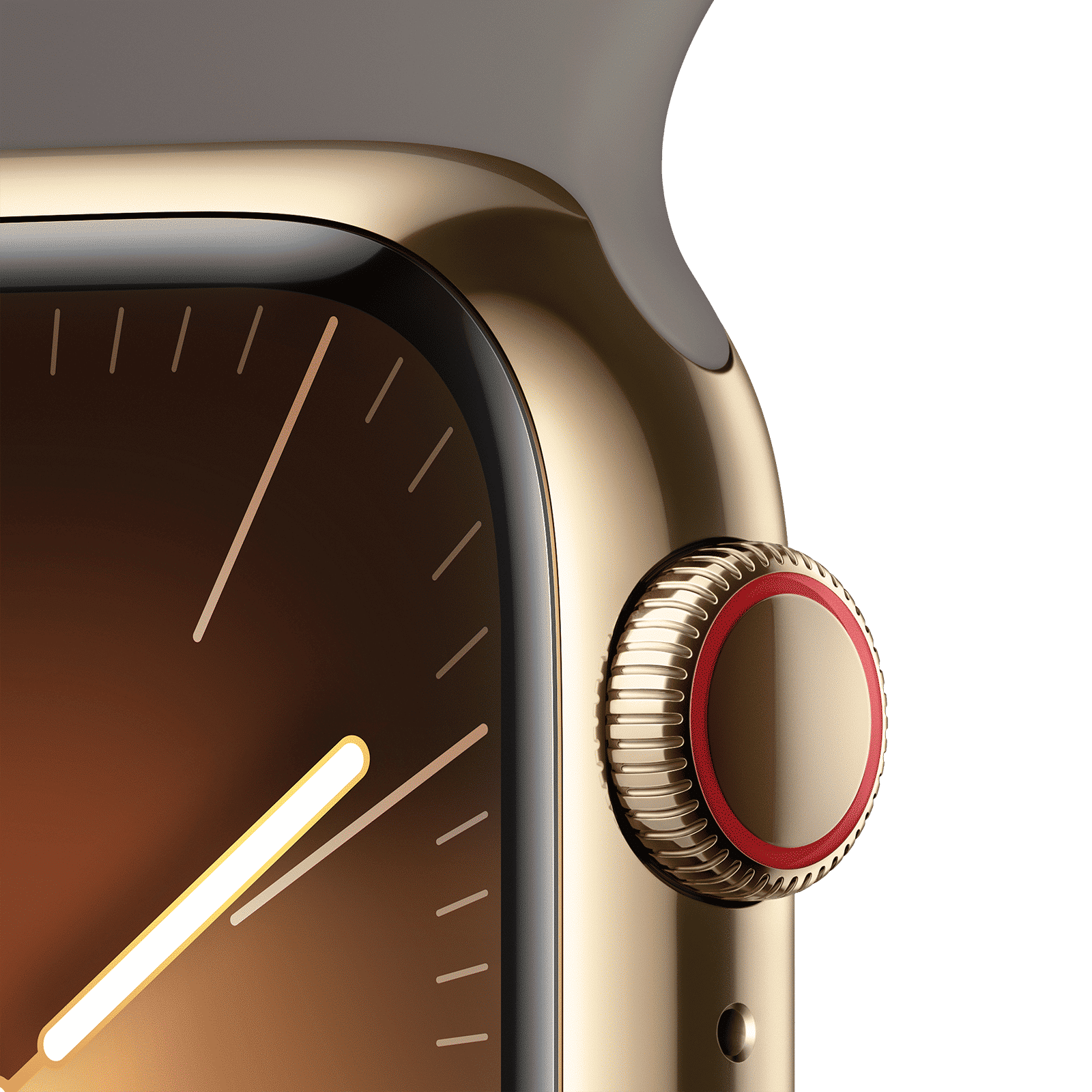 Apple Watch Series 9 GPS+Cellular with Clay Sport Band - M/L (41mm Display, Gold Stainless Steel Case)_3