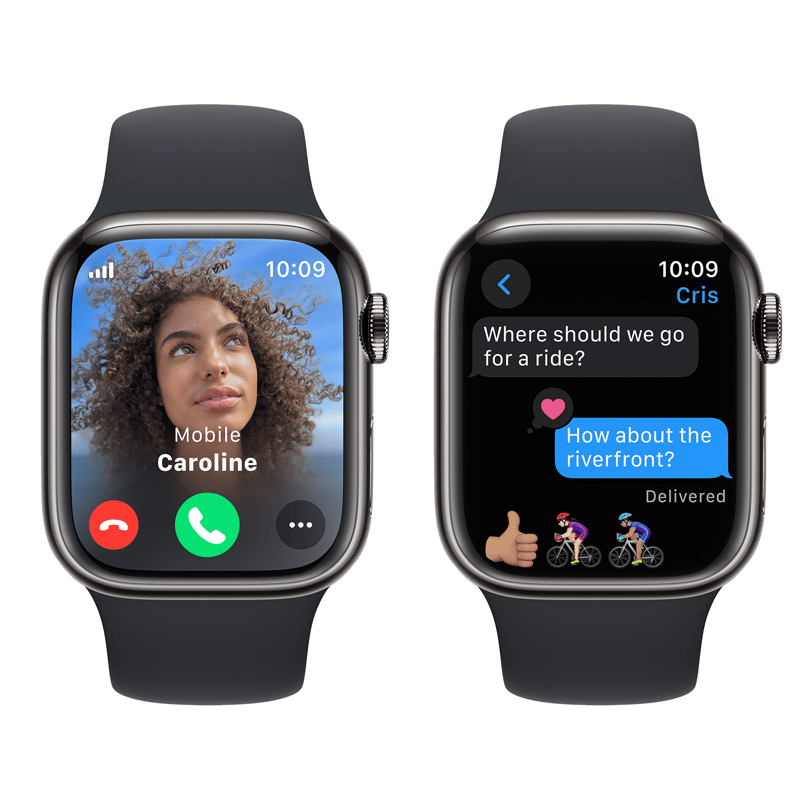 Apple Watch Series 9 GPS+Cellular with Midnight Sport Band - M/L (41mm Display, Graphite Stainless Steel Case)_6