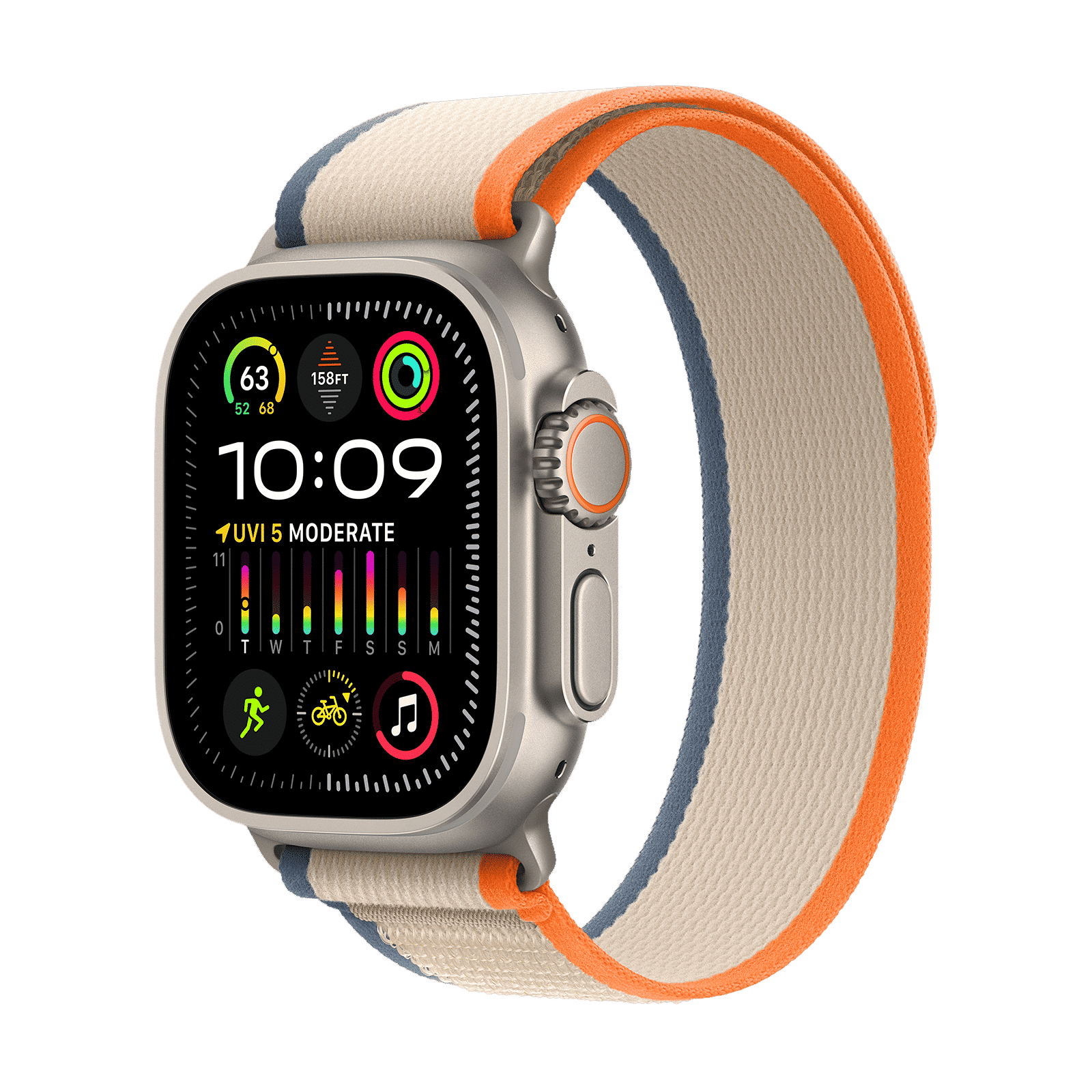 Apple Watch Ultra 2 GPS+Cellular with Orange/Beige Trail Loop - S/M (49mm Display, Titanium Case)_1