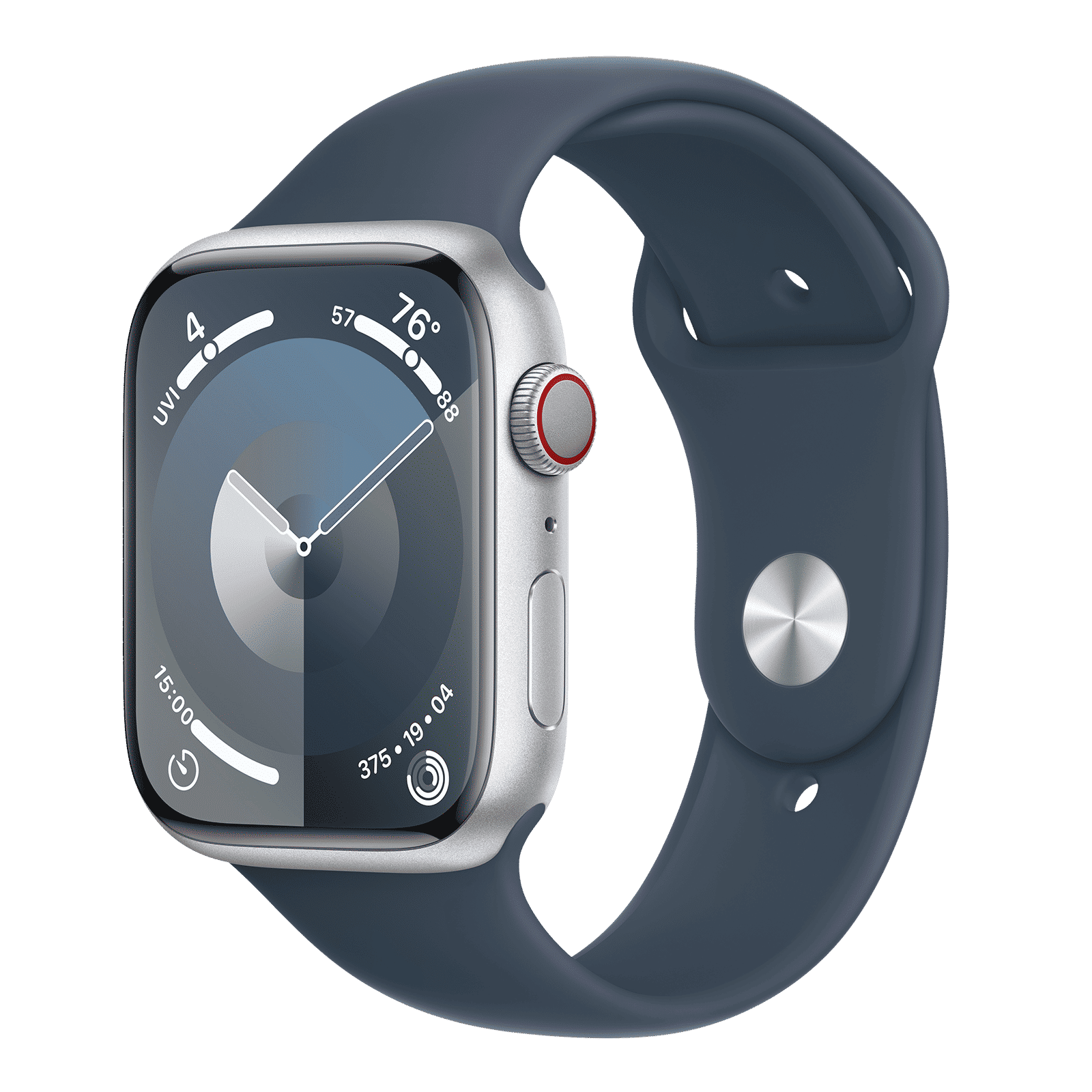 Apple Watch Series 9 GPS+Cellular with Storm Blue Sport Band - S/M (45mm Display, Silver Aluminium Case)_1