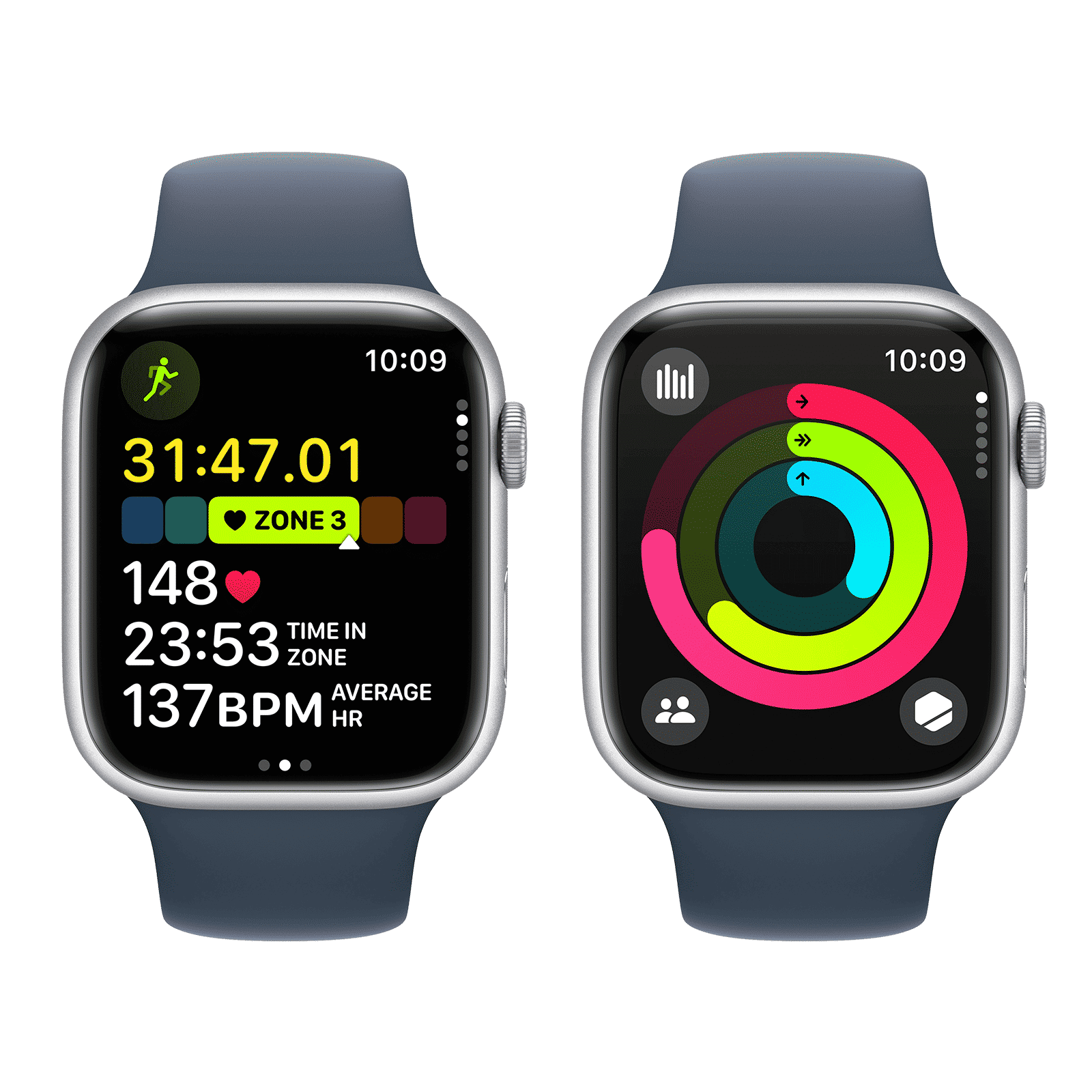 Apple Watch Series 9 GPS+Cellular with Storm Blue Sport Band - M/L (45mm Display, Silver Aluminium Case) Apple Watch Series 9 GPS+Cellular with Storm Blue Sport Band - M/L (45mm Display, Silver Aluminium Case)_8