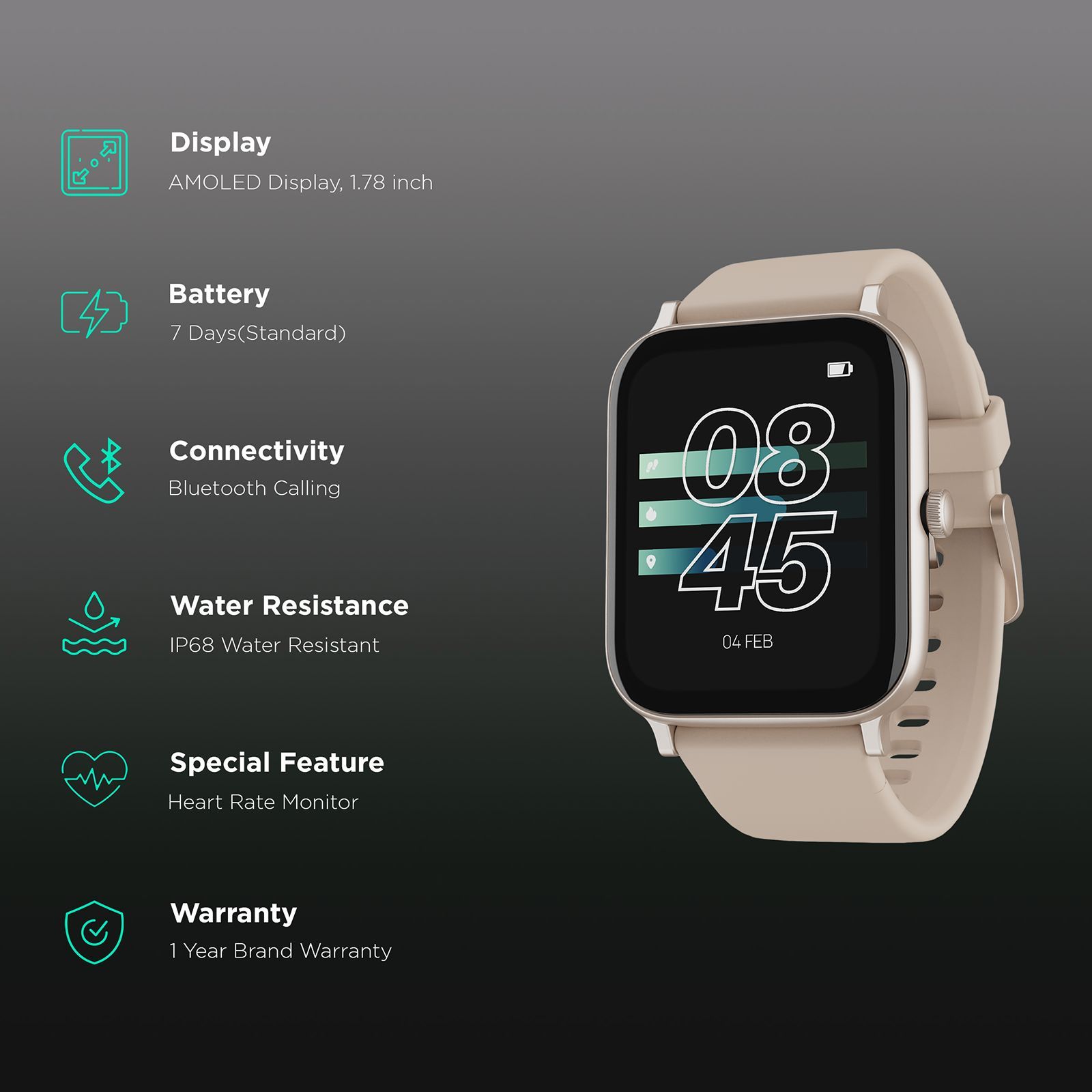 boAt Storm Pro Call Smartwatch with Bluetooth Calling (45.2mm AMOLED Display, IP68 Water Resistant, Cherry Blossom Strap)_2