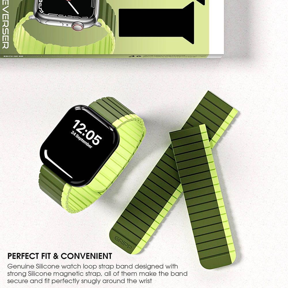 GRIPP Dual Reverser Silicon Magnetic Strap for Apple Watch Ultra 2, WatchUltra, Watch Series SE, 4, 5, 6, 7, 8, 9 & 10 (44mm / 45mm / 46mm / 49mm) (Lightweight, Military Parrot Green)_9