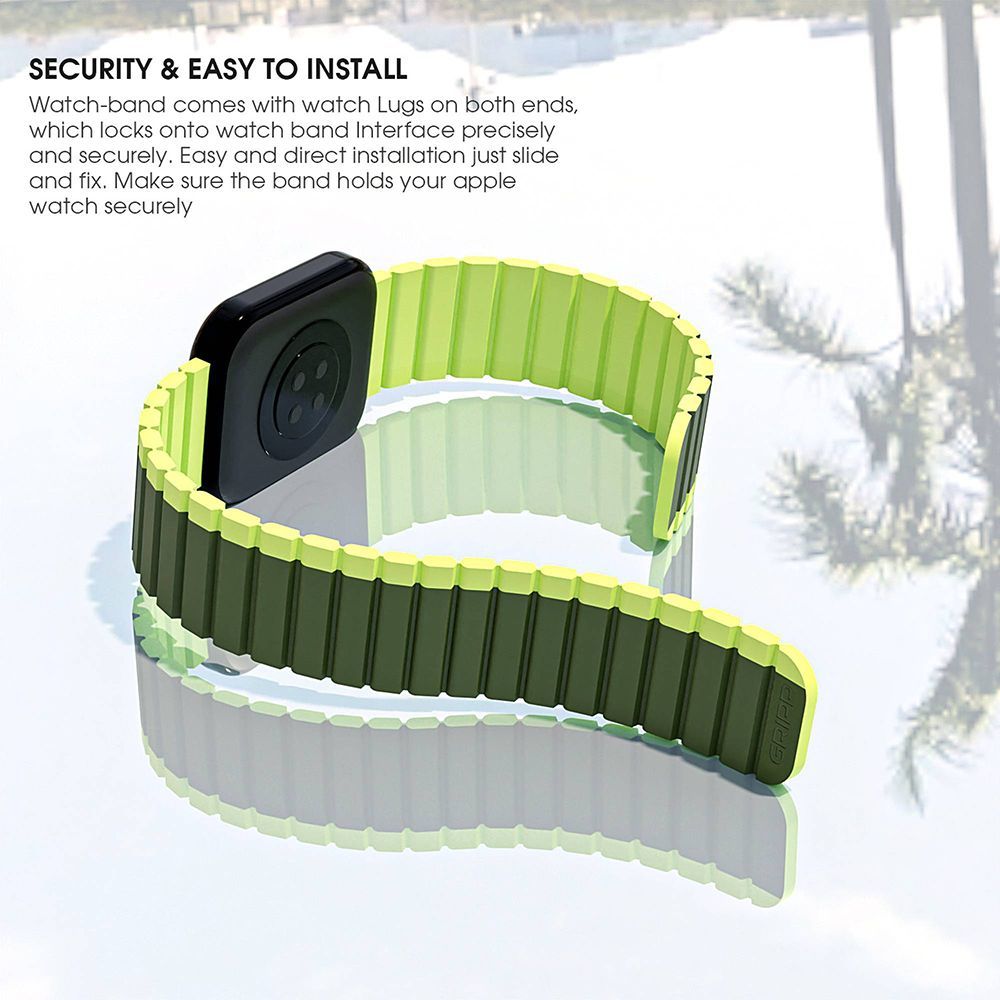 GRIPP Dual Reverser Silicon Magnetic Strap for Apple Watch Ultra 2, WatchUltra, Watch Series SE, 4, 5, 6, 7, 8, 9 & 10 (44mm / 45mm / 46mm / 49mm) (Lightweight, Military Parrot Green)_11