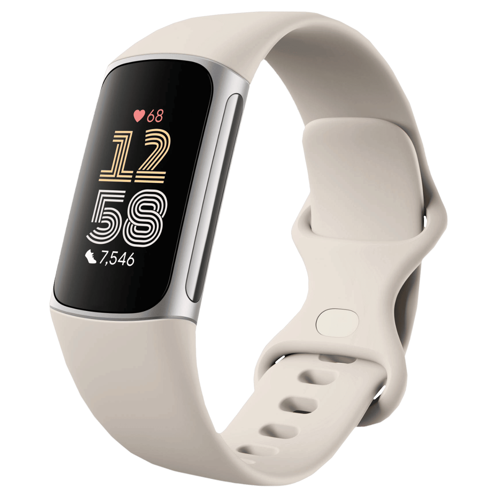 fitbit Charge 6 Fitness Tracker with Stress Management (1.03 Inch, 5ATM Water Resistance, Porcelain & Silver Aluminium Strap)_4