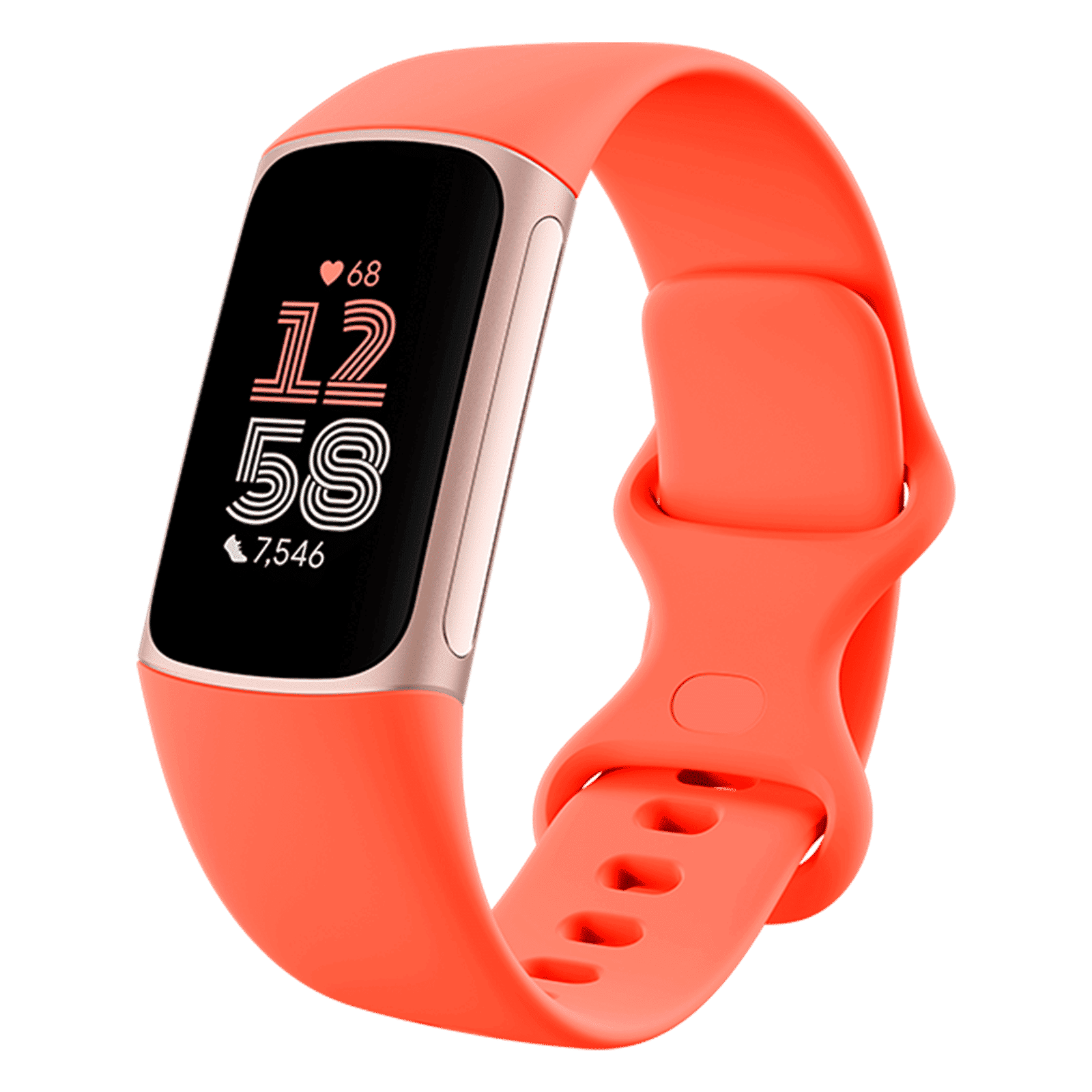 fitbit Charge 6 Fitness Tracker with Stress Management (1.03 Inch, 5ATM Water Resistance, Coral & Champagne Gold Aluminium Strap)_4