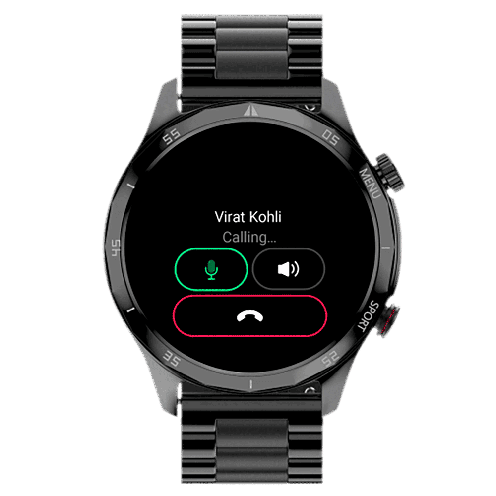 noise NoiseFit Mettalix Smartwatch with Bluetooth Calling (35.5mm HD Display, IP68 Water Resistant, Elite Black Strap)_1