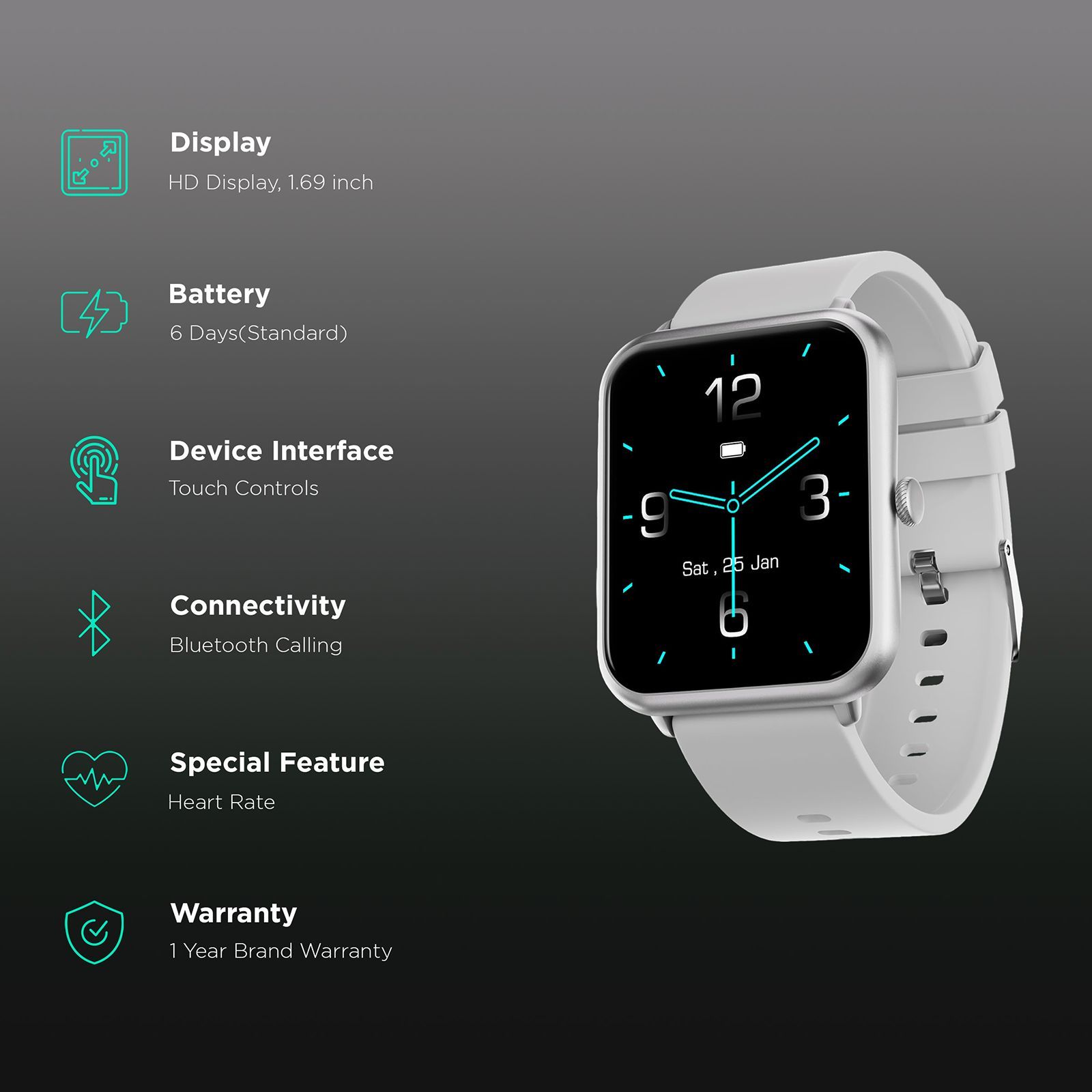 FIRE-BOLTT Ninja Call Pro Smartwatch with Bluetooth Calling (43mm HD Display, IP67 Water Resistant, Grey Strap)_2