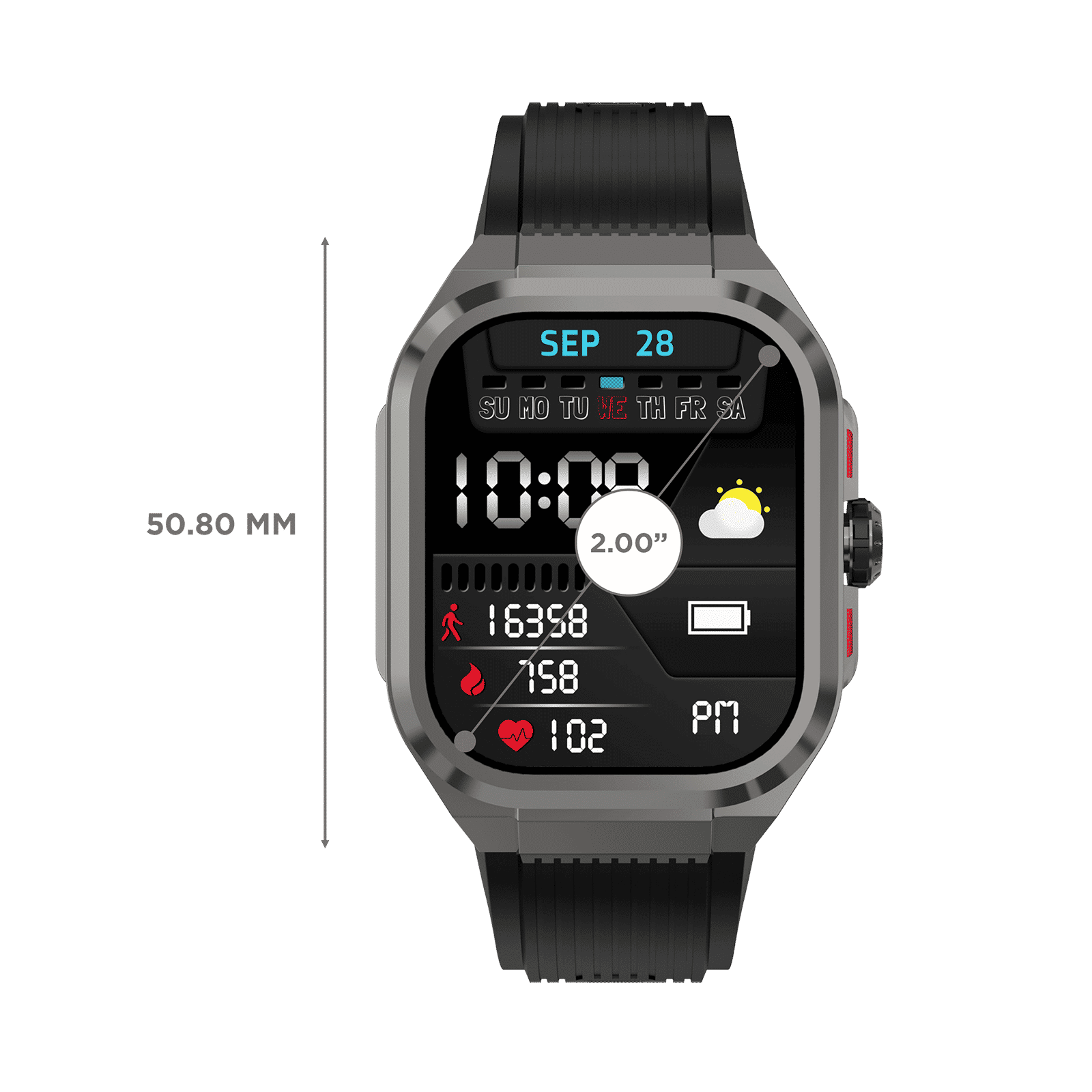 noise ColorFit Thrill Smartwatch with Bluetooth Calling (50.8mm, 1.5ATM Water Resistant, Jet Black Strap)_3