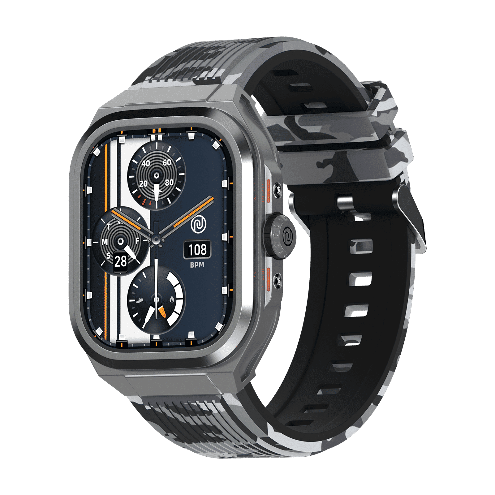 noise ColorFit Thrill Smartwatch with Bluetooth Calling (50.8mm, 1.5ATM Water Resistant, Camo Grey Strap)_2