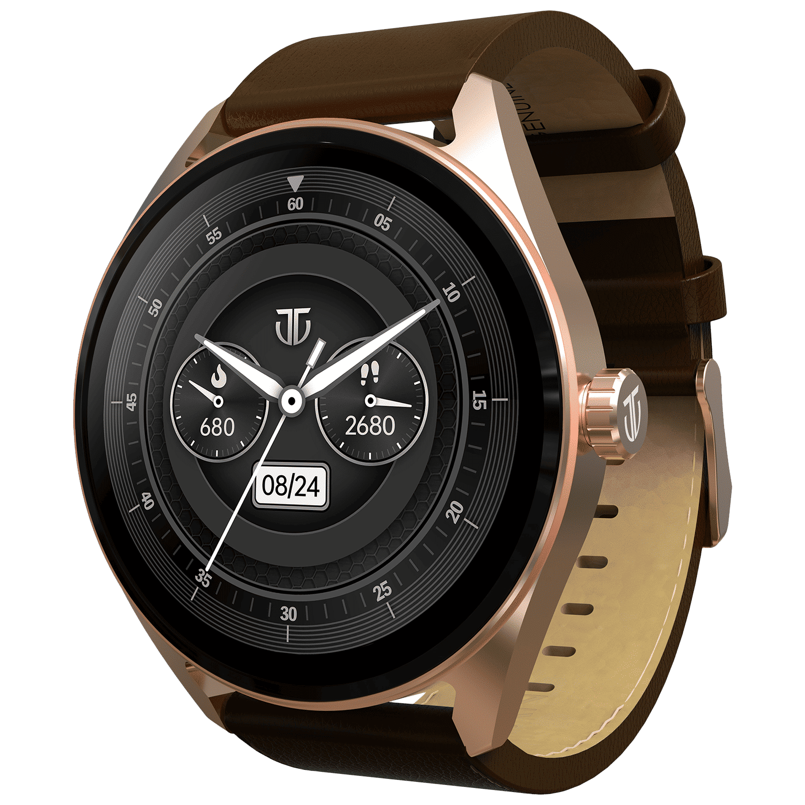 TITAN Crest Smartwatch with Bluetooth Calling (36.3mm AMOLED Display, IP68 Water Resistant, Brown Strap)_3