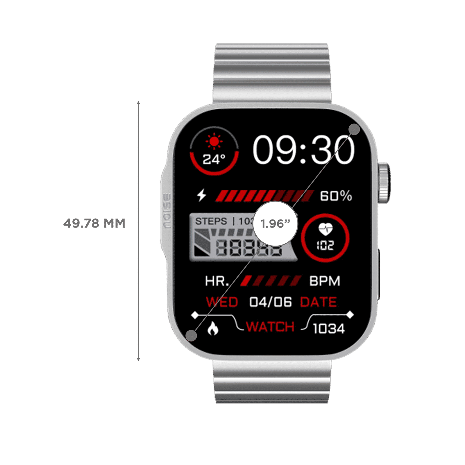 noise ColorFit Caliber 3 Plus Smartwatch with Bluetooth Calling (49.7mm AMOLED Display, IP67 Water Resistant, Elite Silver Strap)_3