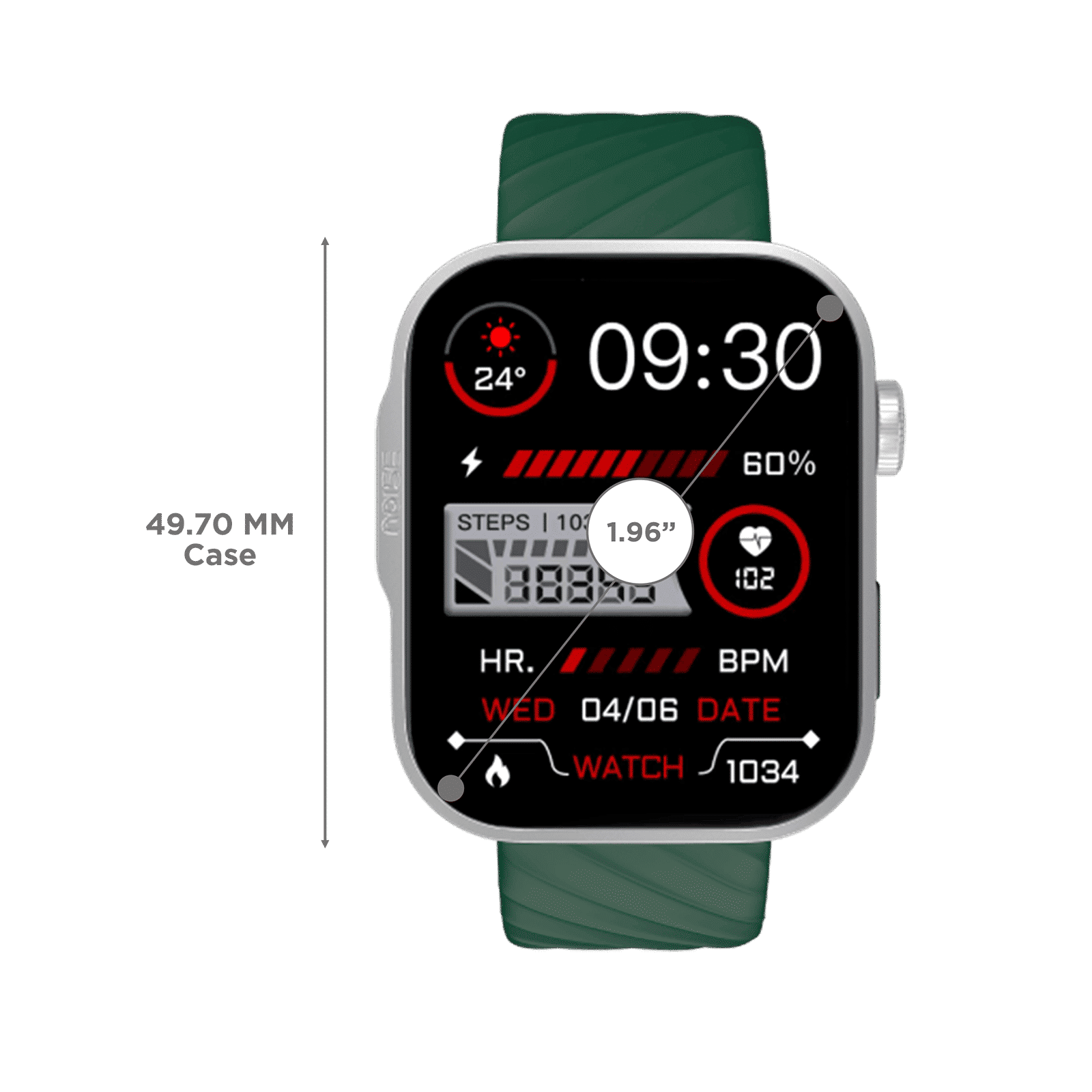 noise ColorFit Caliber 3 Plus Smartwatch with Bluetooth Calling (49.7mm AMOLED Display, IP67 Water Resistant, Forest Green Strap)_3