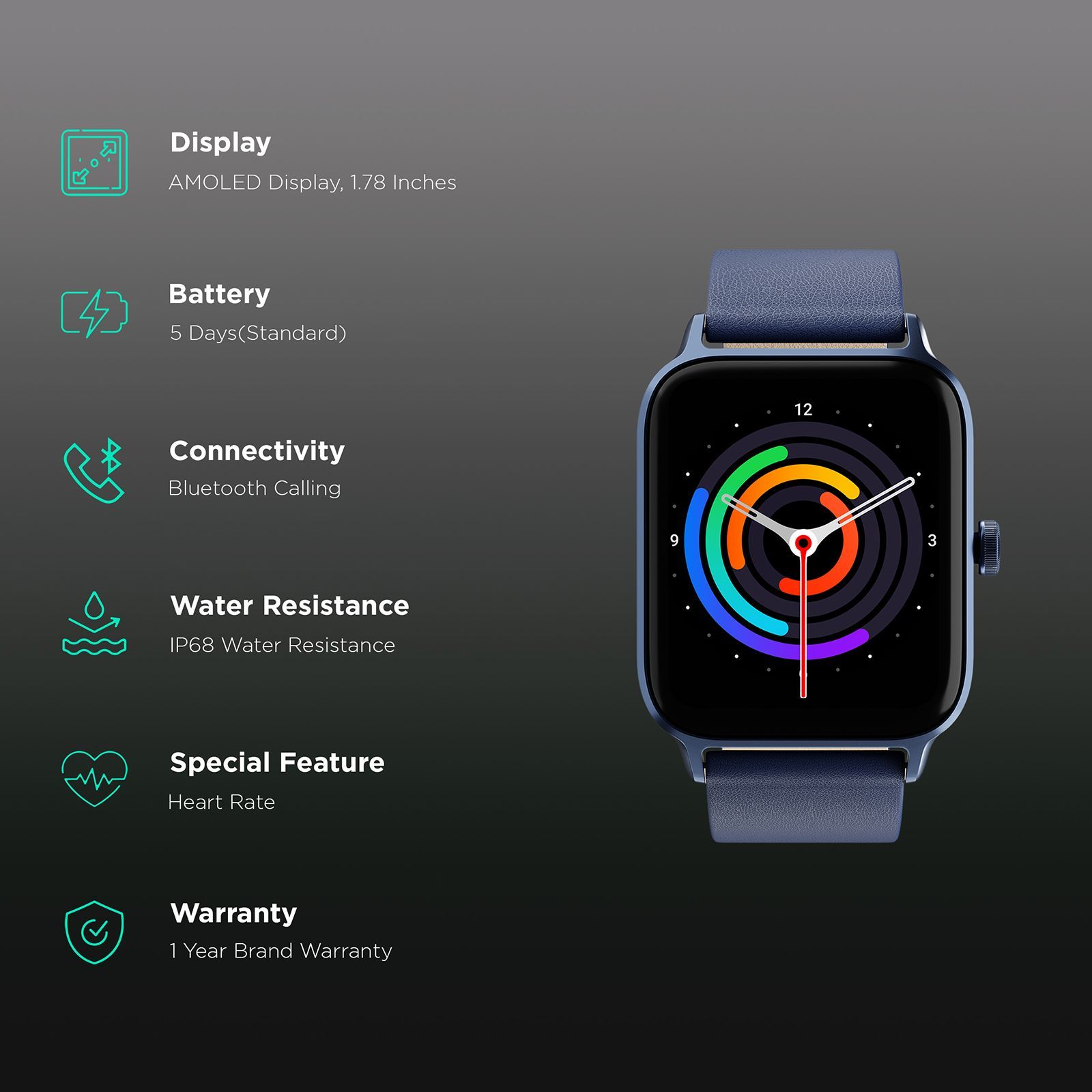 TITAN Traveller Smartwatch with Bluetooth Calling (45.2mm AMOLED Display, IP68 Water Resistant, Blue Strap) TITAN Traveller Smartwatch with Bluetooth Calling (45.2mm AMOLED Display, IP68 Water Resistant, Blue Strap)_2
