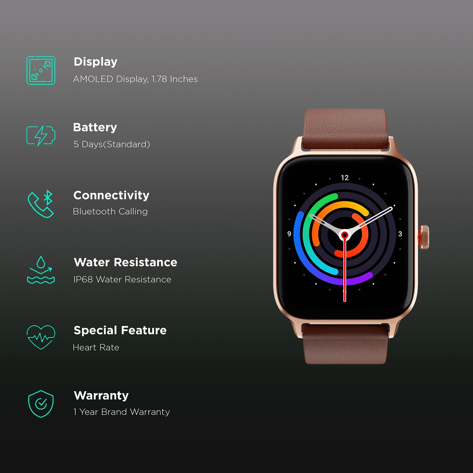TITAN Traveller Smartwatch with Bluetooth Calling (45.2mm AMOLED Display, IP68 Water Resistant, Brown Strap) TITAN Traveller Smartwatch with Bluetooth Calling (45.2mm AMOLED Display, IP68 Water Resistant, Brown Strap)_2