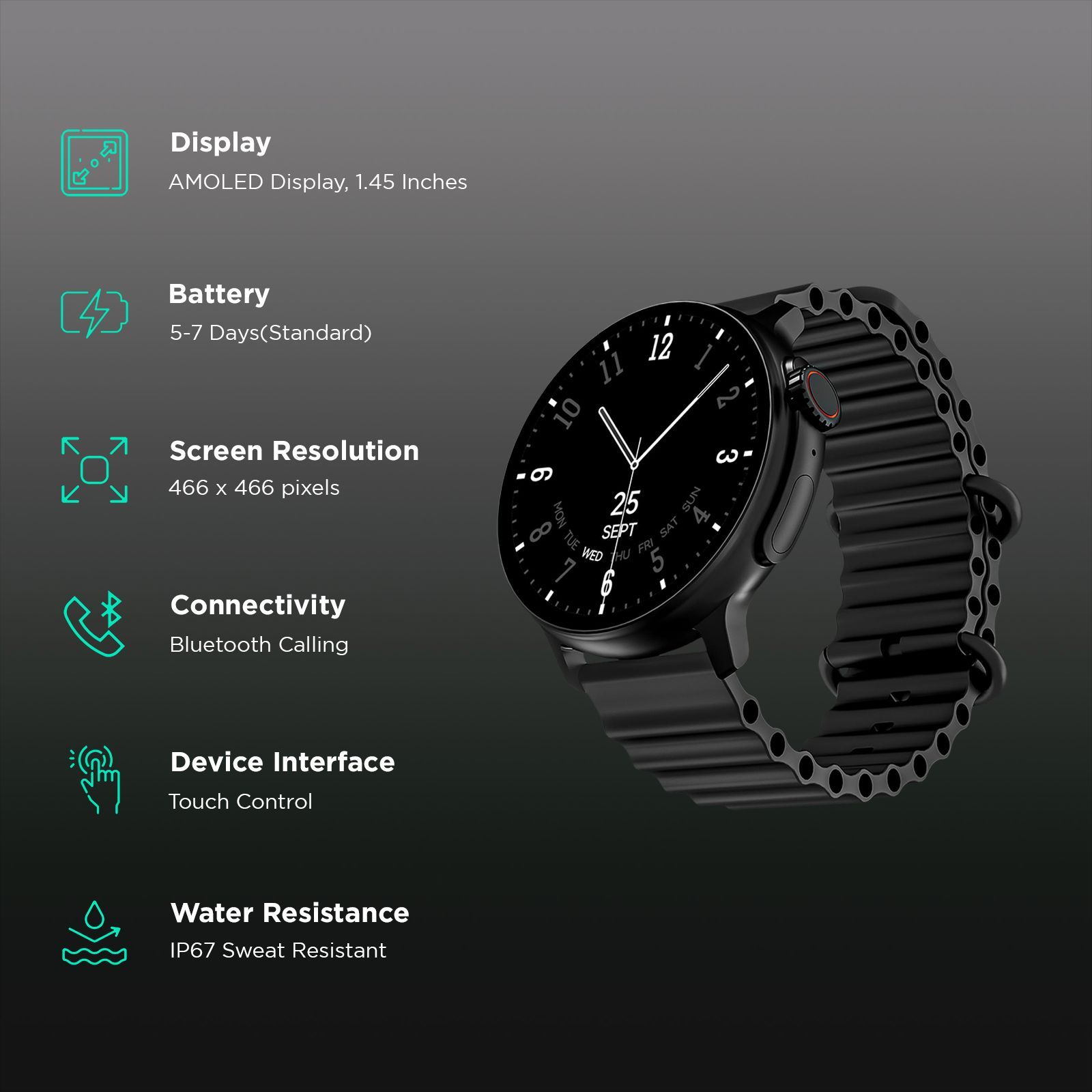 boAt Lunar Tigon Smartwatch with Bluetooth Calling (36.8mm AMOLED Display, IP67 Sweat Resistant, Active Black Strap) boAt Lunar Tigon Smartwatch with Bluetooth Calling (36.8mm AMOLED Display, IP67 Sweat Resistant, Active Black Strap)_2