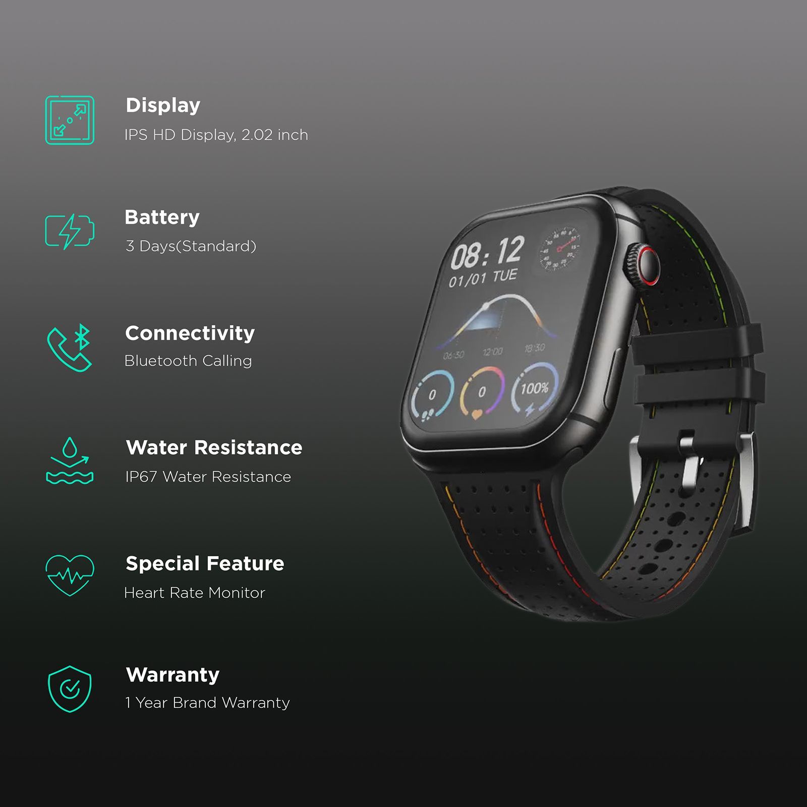 FIRE-BOLTT Dream GPS+Wi-Fi+4G SIM+Bluetooth Android OS Wristphone (51.3mm HD Display, Cortex A7MP CPU, Google Play Store, Midnight Grace Strap)_2