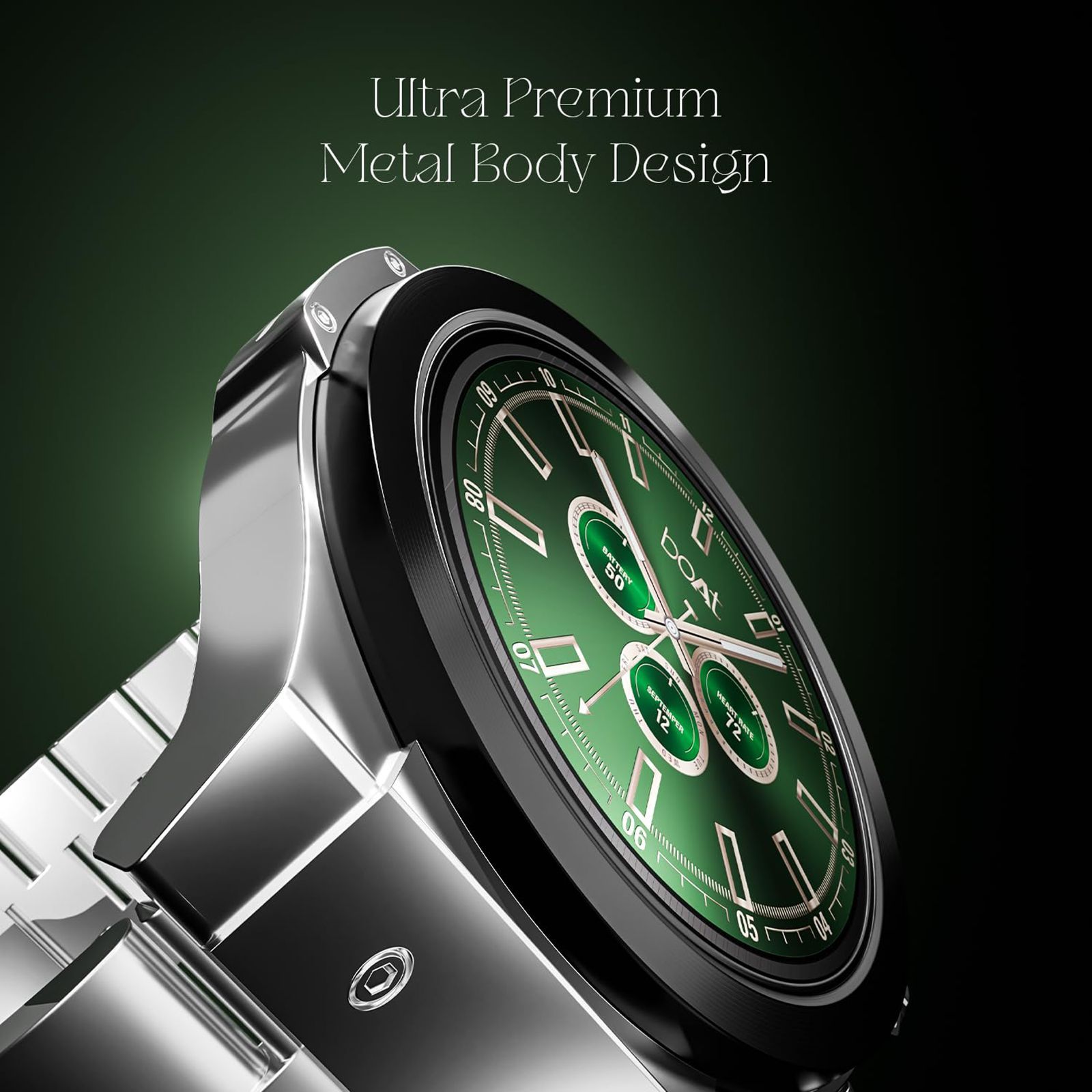 boAt Enigma X400 Smartwatch with Bluetooth Calling (36.8mm AMOLED Display, IP67 Sweat Resistant, Silver Chrome Strap)_5