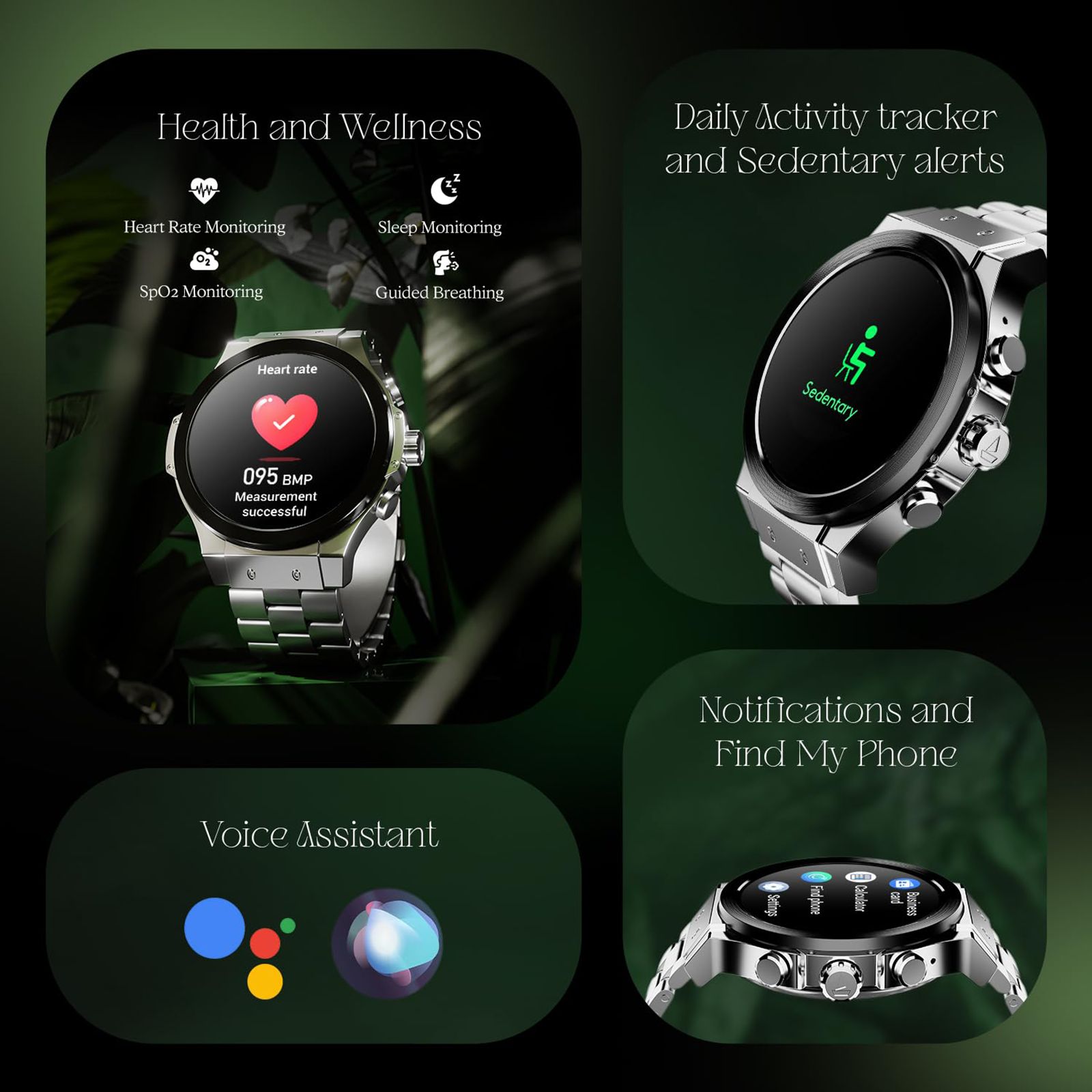 boAt Enigma X400 Smartwatch with Bluetooth Calling (36.8mm AMOLED Display, IP67 Sweat Resistant, Silver Chrome Strap)_6