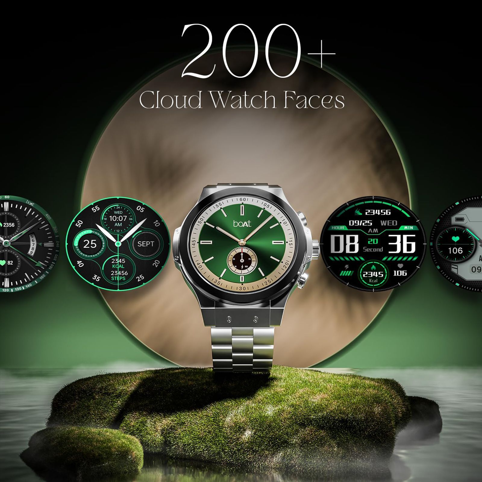 boAt Enigma X400 Smartwatch with Bluetooth Calling (36.8mm AMOLED Display, IP67 Sweat Resistant, Silver Chrome Strap)_3