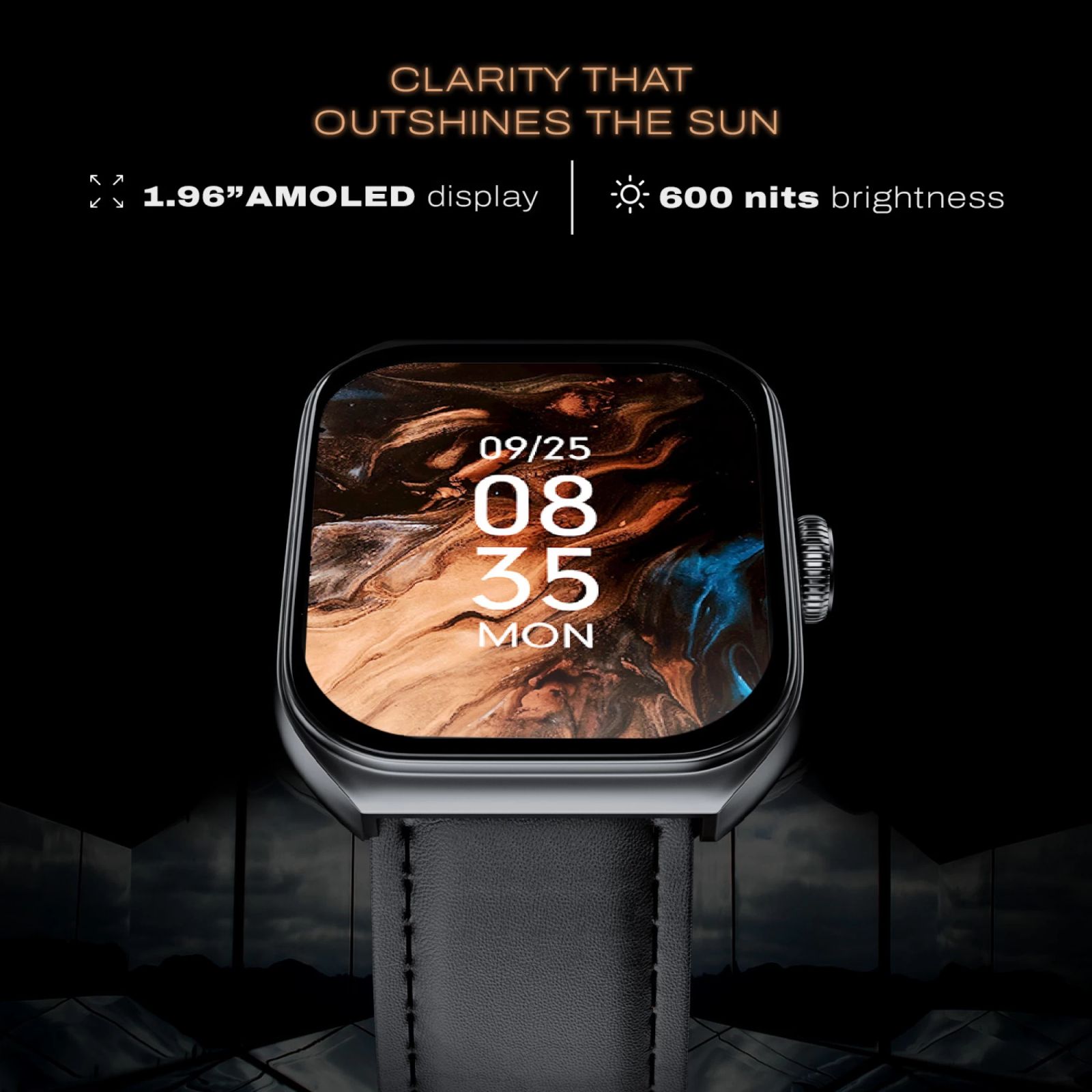 noise ColorFit Hexa Smartwatch with Bluetooth Calling (49.7mm AMOLED Display, IP67 Water Resistant, Classic Black Strap)_6