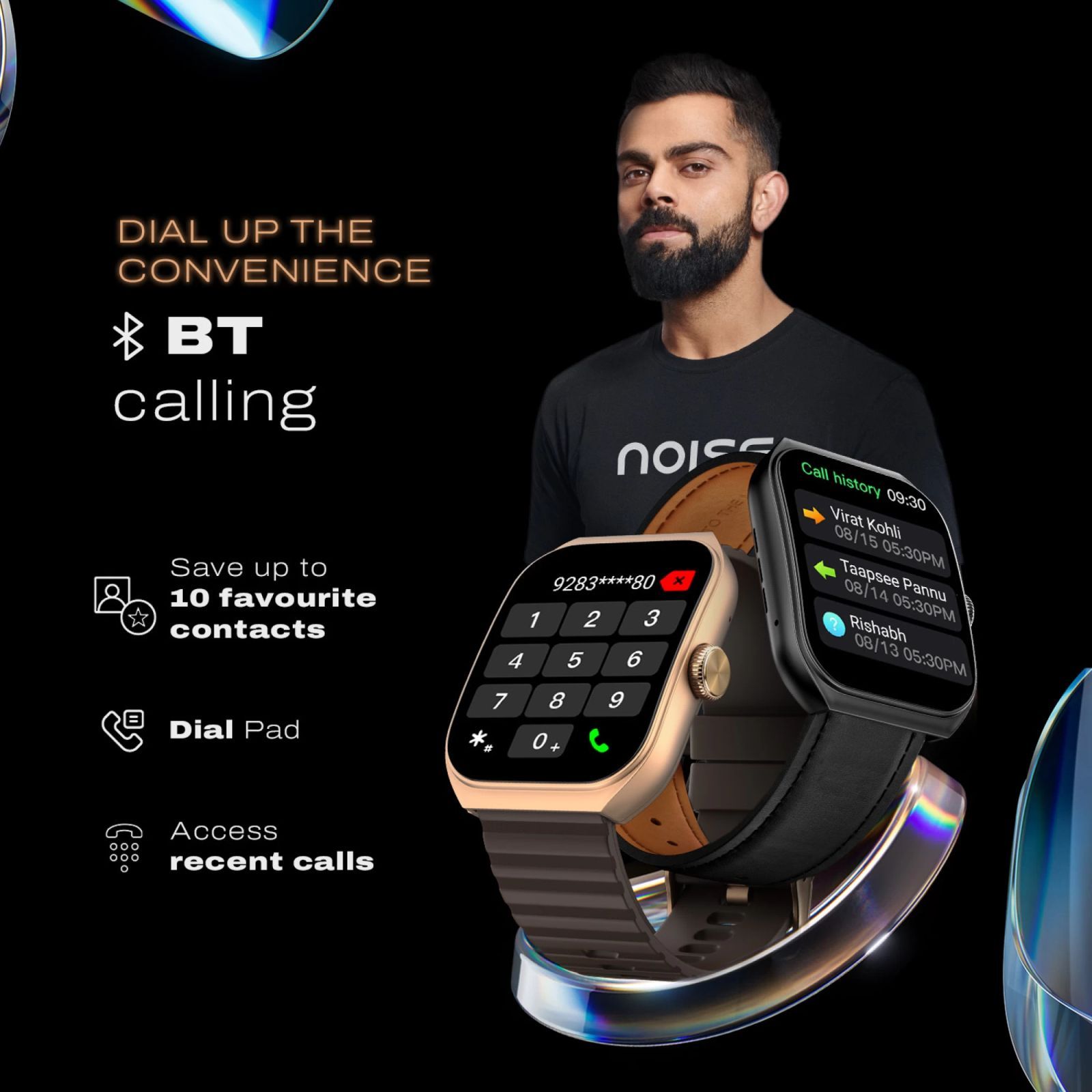 noise ColorFit Hexa Smartwatch with Bluetooth Calling (49.7mm AMOLED Display, IP67 Water Resistant, Classic Black Strap)_9