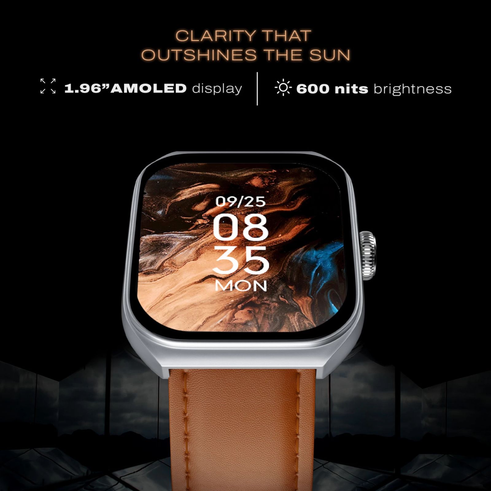 noise ColorFit Hexa Smartwatch with Bluetooth Calling (49.7mm AMOLED Display, IP67 Water Resistant, Classic Brown Strap)_10