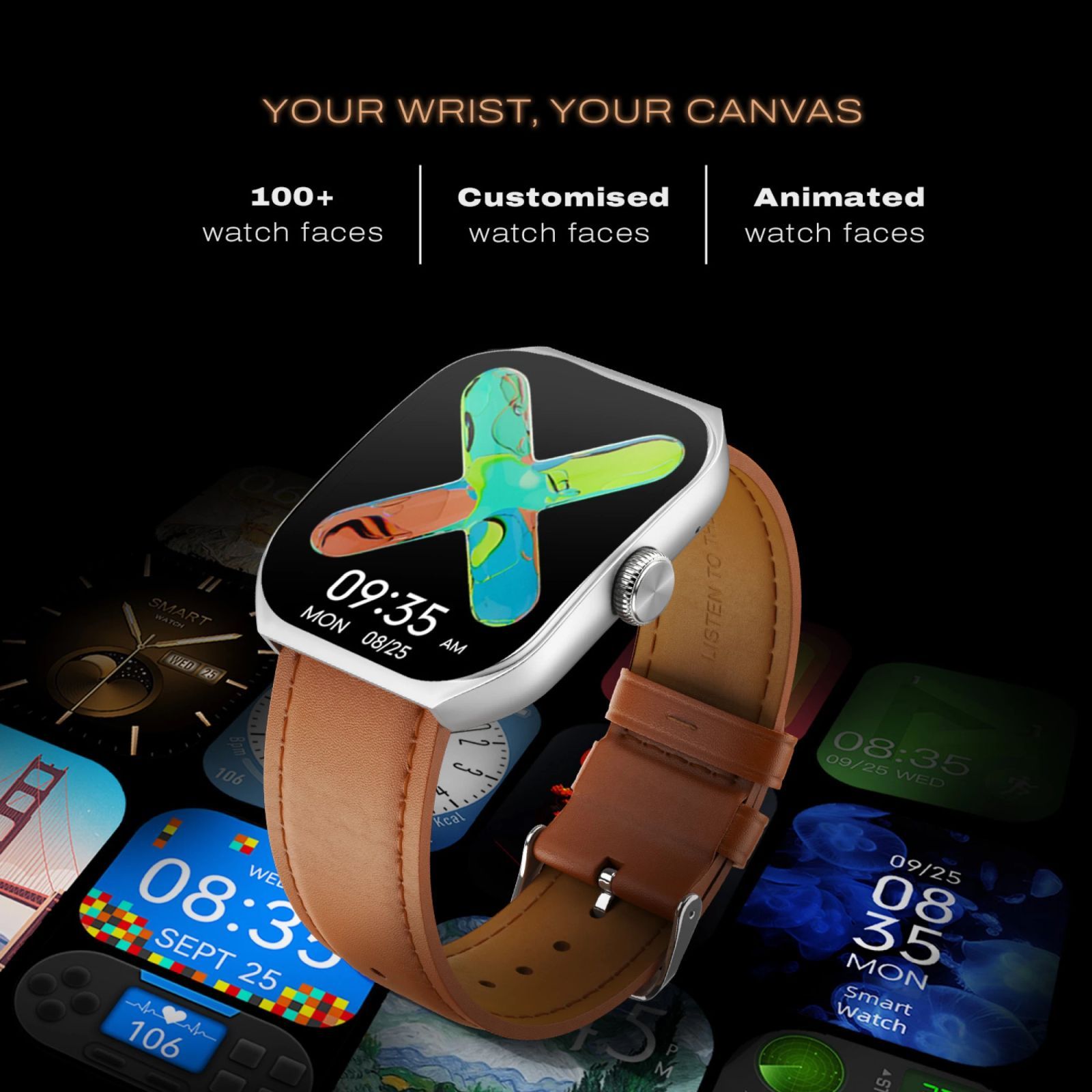 noise ColorFit Hexa Smartwatch with Bluetooth Calling (49.7mm AMOLED Display, IP67 Water Resistant, Classic Brown Strap)_6