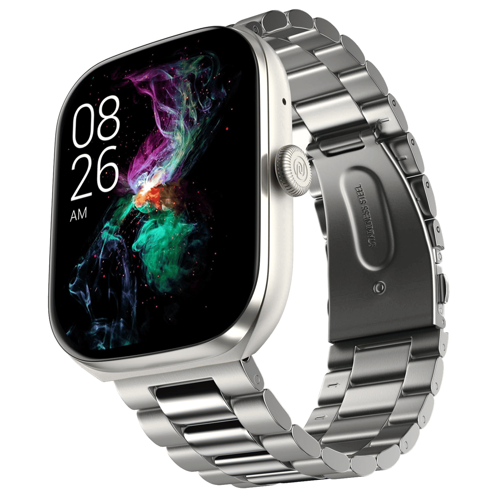 Noise ColorFit Ore Smartwatch with Bluetooth Calling (53.34mm HD AMOLED Display, IP68 Water Resistant, Elite Silver Strap)_1