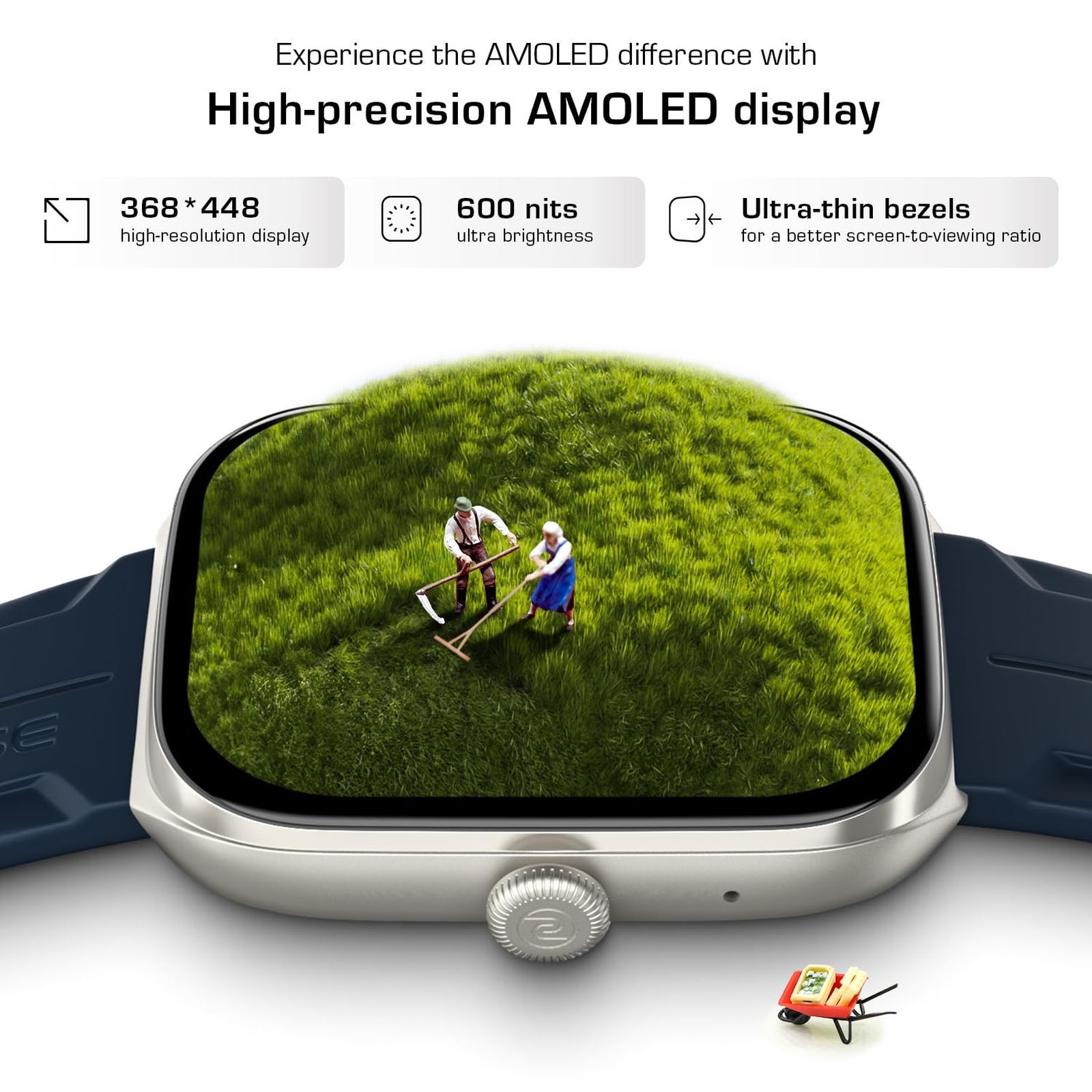 Noise ColorFit Ore Smartwatch with Bluetooth Calling (53.34mm HD AMOLED Display, IP68 Water Resistant, Elite Silver Strap)_3