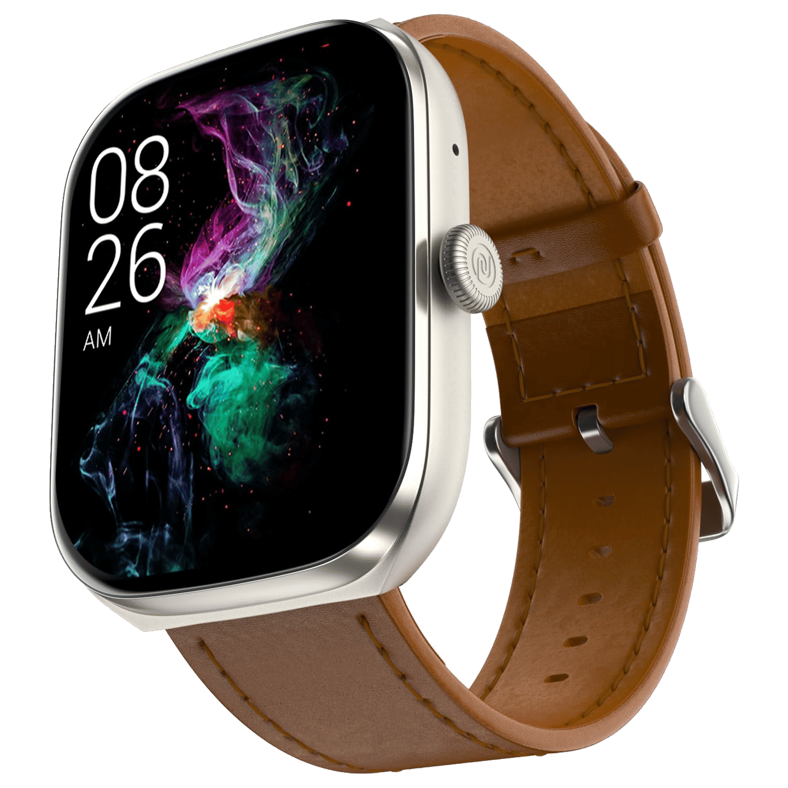 Noise ColorFit Ore Smartwatch with Bluetooth Calling (53.34mm HD AMOLED Display, IP68 Water Resistant, Classic Brown Strap)_1