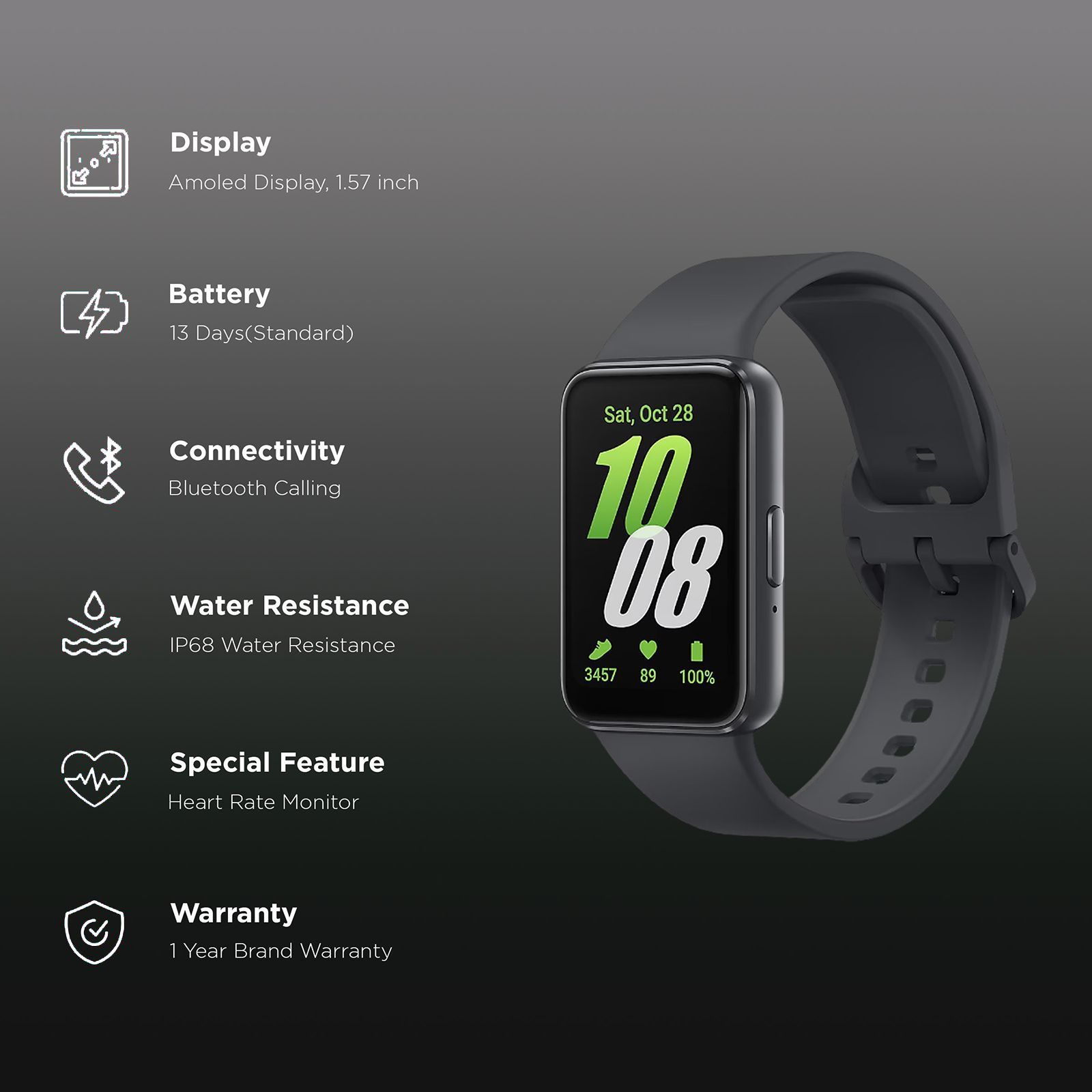 SAMSUNG Galaxy Fit3 Smartwatch with Activity Tracker (40.9mm AMOLED Display, IP68 Water Resistant, Gray Strap)_2