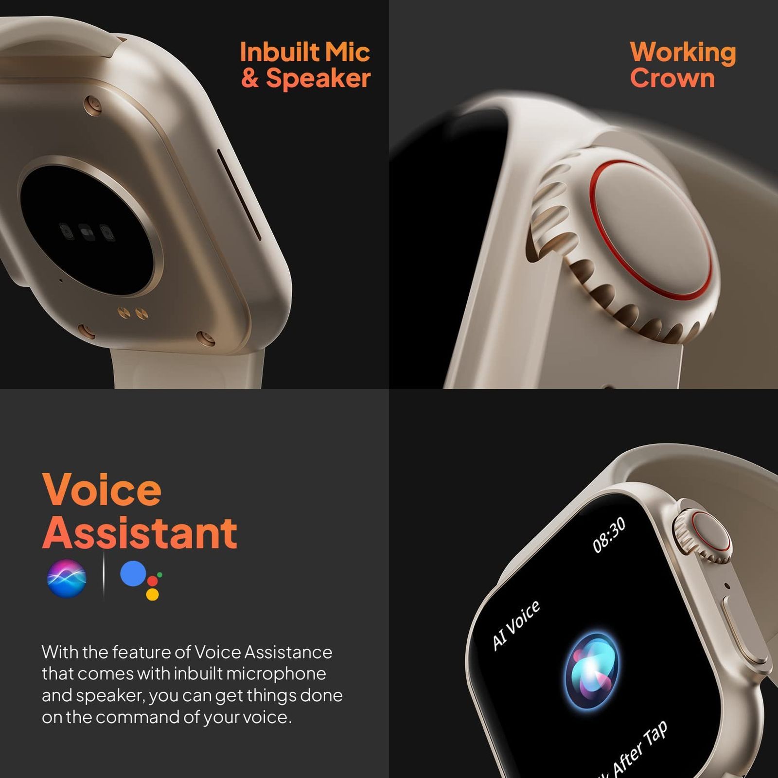 FIRE-BOLTT Gladiator Smartwatch with Bluetooth Calling (49.7mm HD Display, IP67 Water Resistant, Light Gold Strap)_13