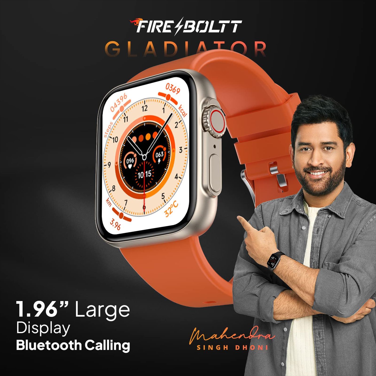 FIRE-BOLTT Gladiator Smartwatch with Bluetooth Calling (49.7mm HD Display, IP67 Water Resistant, Orange Strap)_7