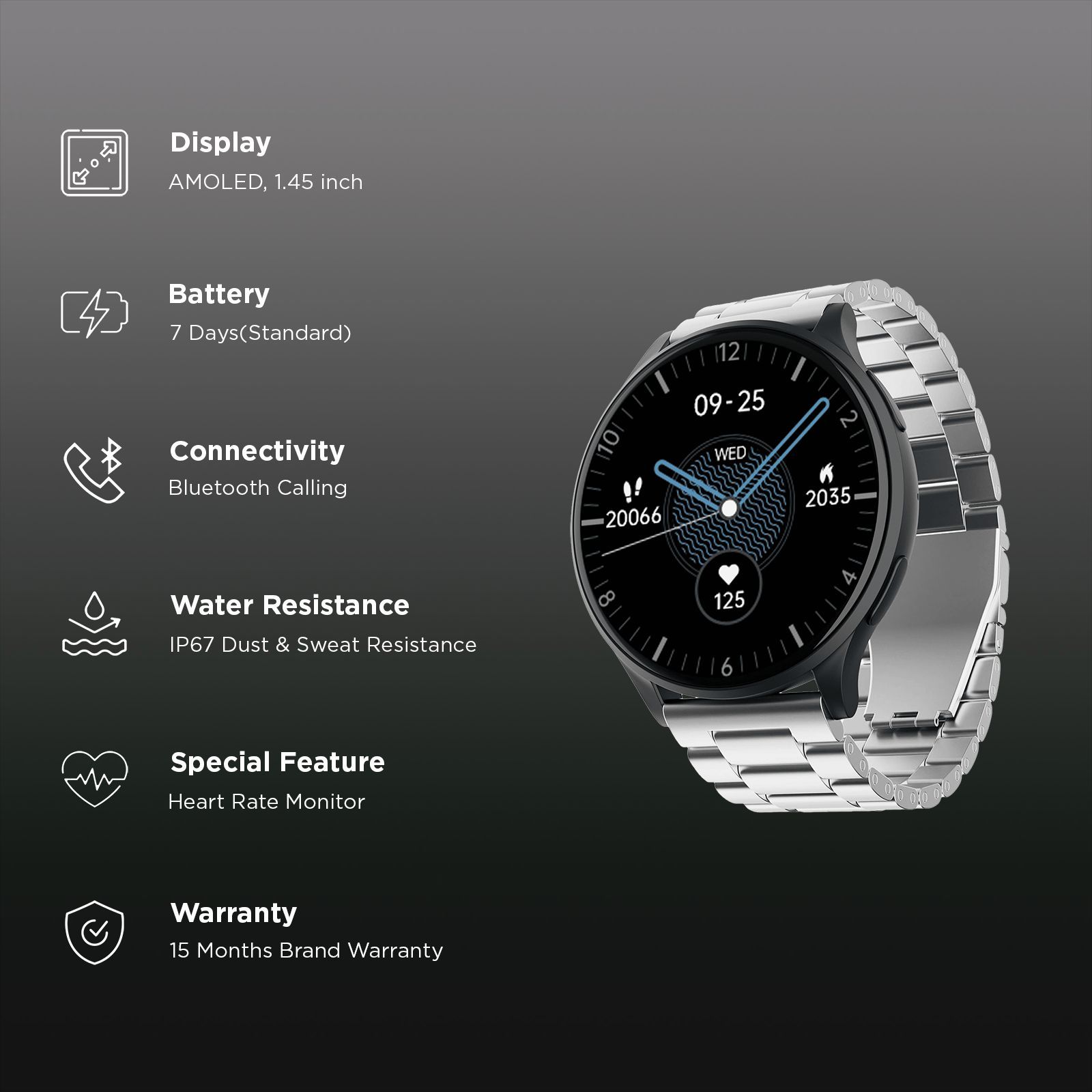 boAt Lunar Prime Smartwatch with Bluetooth Calling (36.8mm AMOLED Display, IP67 Sweat Resistant, Steel Silver Strap) boAt Lunar Prime Smartwatch with Bluetooth Calling (36.8mm AMOLED Display, IP67 Sweat Resistant, Steel Silver Strap)_3