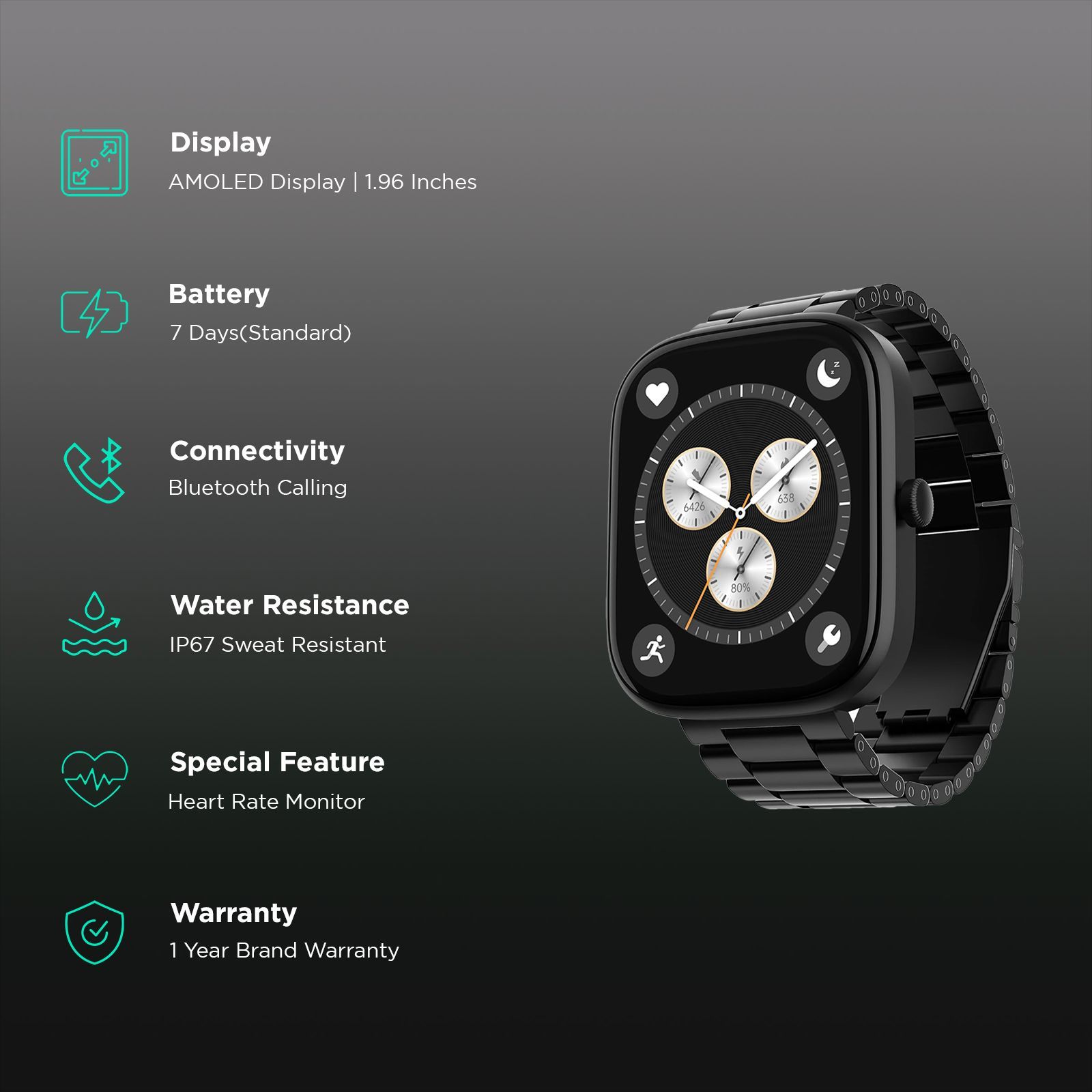 boAt Ultima Prism Smartwatch with Bluetooth Calling (49.7mm AMOLED Display, IP67 Sweat Resistant, Steel Black Strap) boAt Ultima Prism Smartwatch with Bluetooth Calling (49.7mm AMOLED Display, IP67 Sweat Resistant, Steel Black Strap)_2