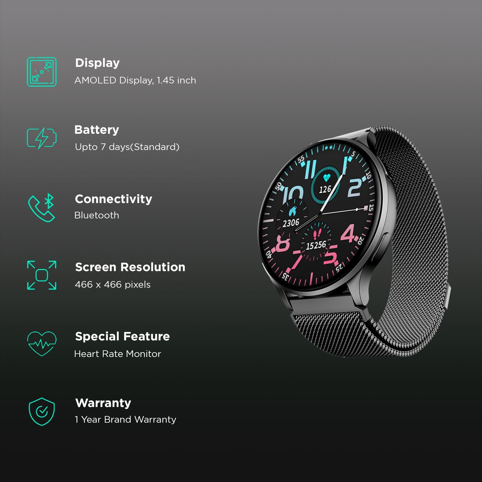 boAt Lunar Prime Smartwatch with Bluetooth Calling (36.83mm AMOLED Display, IP67 Sweat, Dust & Splash Resistant, Metal Grey Strap)_3